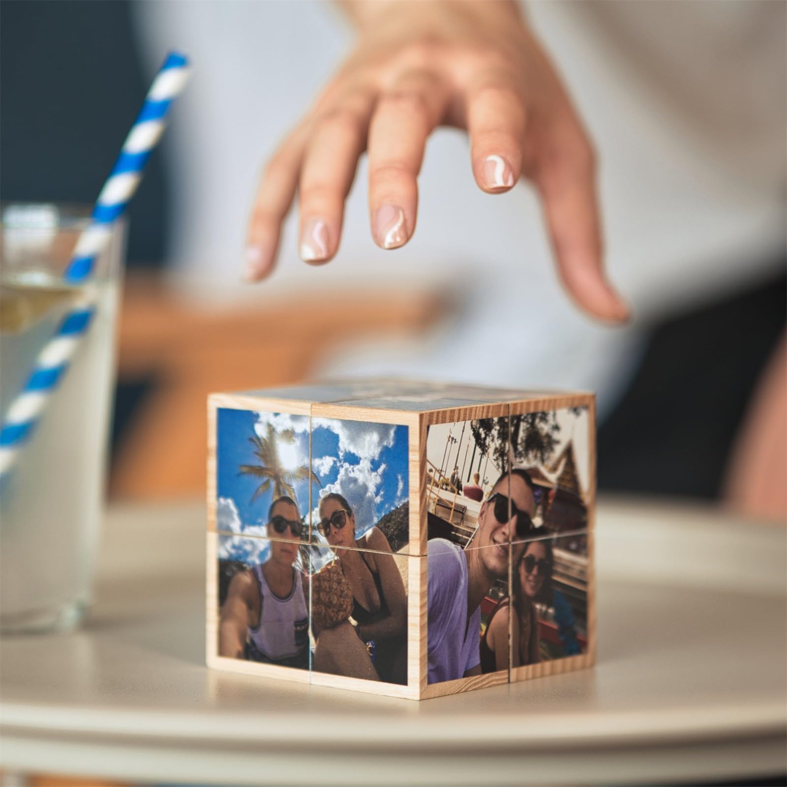 Generisch Personalisiert Infinity Cube Fotowürfel Foto Geschenk Geburtstag, Weihnachten, Personalisierte Geschenke für Kinder, Familie, Freunde