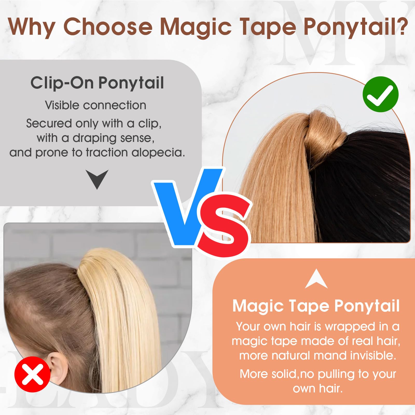MY-LADY Ponytail Extension Echthaar Zopf Hellbraun 35cm 80g mit Klett | Echtes Haar Pferdeschwanz Haarteil Glatt– einfach anzubringen, schnelles Volumen, weich & natürlich, fester Halt, unsichtbar