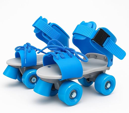 Toy Imagine™ Adjustable Inline Skates for Kids 4-12 Years | Blue Roller Skating Shoes with Front Brake | Polyurethane Whee...