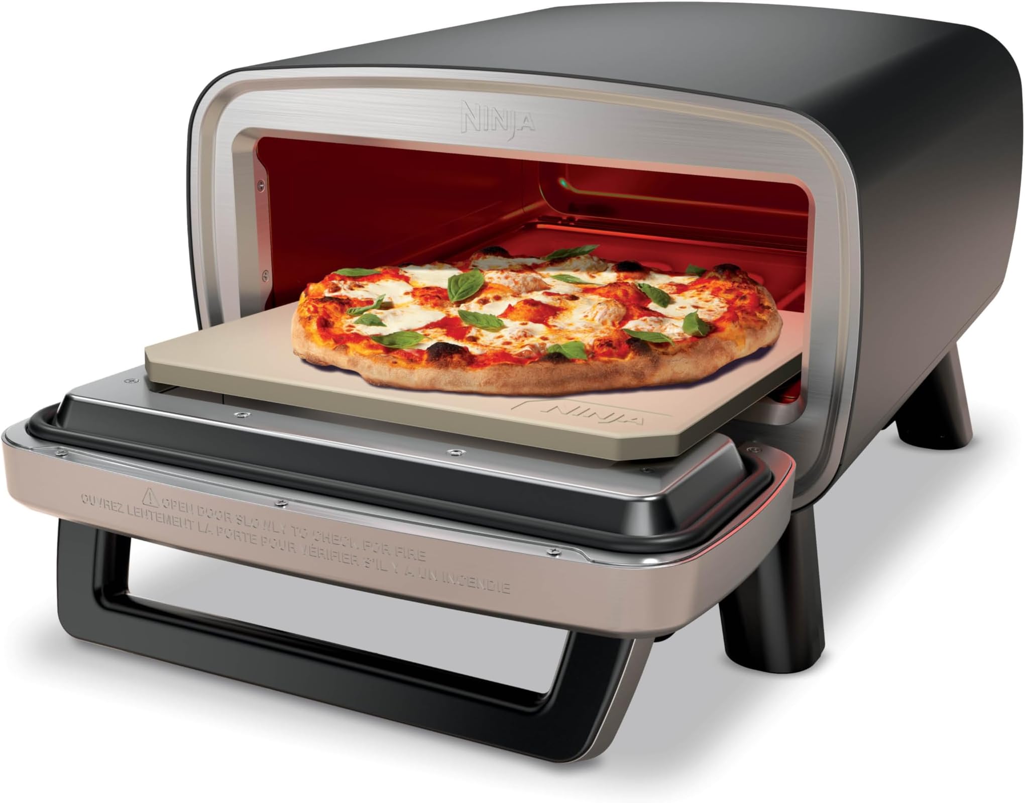 Ninja Artisan Electric Outdoor Pizza Oven with Stone | 12-inch Pizza in 3-minutes | 700F Max Temp | 5-in-1 Functionality – Pizza, Bake, Broil, Proof & Warm | Makes Full Meals | Gray | MO201
