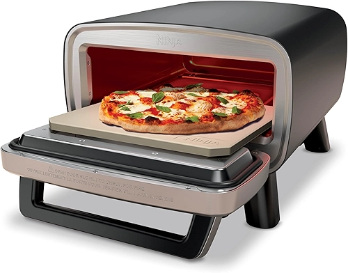 Ninja Forno artesanal de pizza ao ar livre, 30,5 cm, pizza de 3 minutos, napolitano, crosta fina, New York Chicago, personalizado, temperatura máxima de 700F, calor elétrico, assar, grelhar, à prova