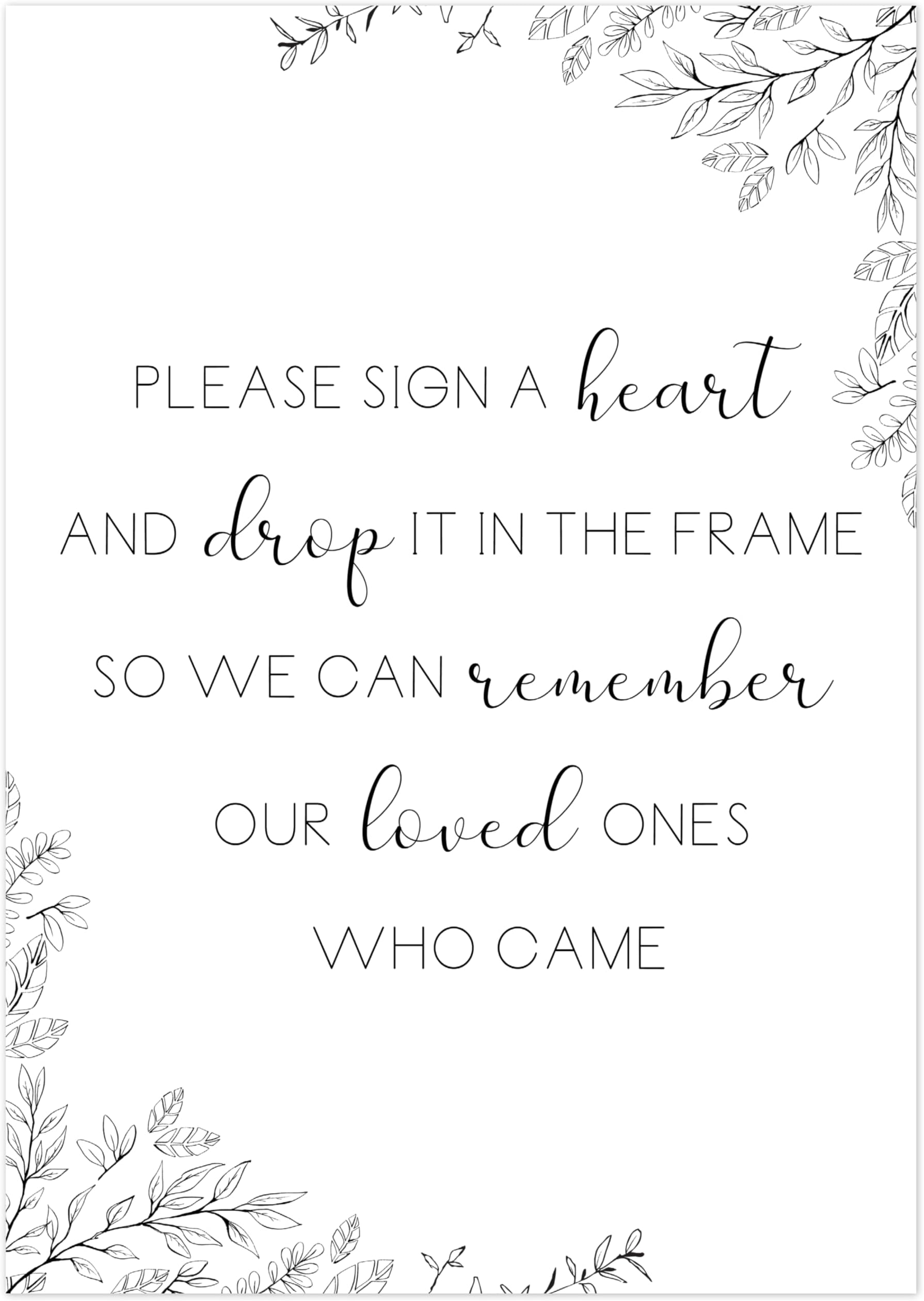 "Manta Makes Wedding signs for reception, sign a heart and drop in the frame wedding sign, wedding decorations for reception (Drop heart)"