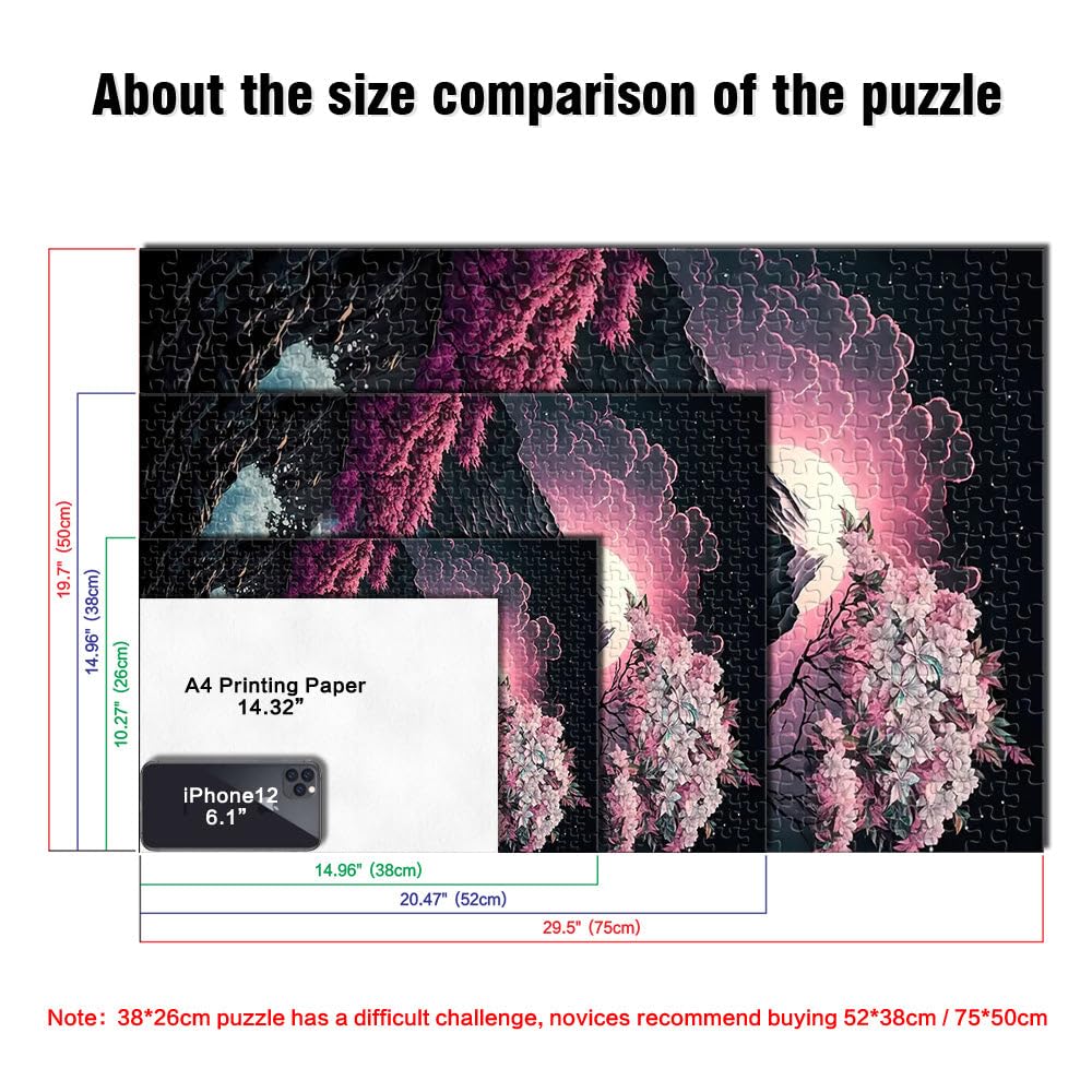 Puzzle 2000 pièces pour Adultes Art Japonais des Fleurs de Cerisier Jeu intellectuel Convient pour la décoration de Bureau 70x100cm