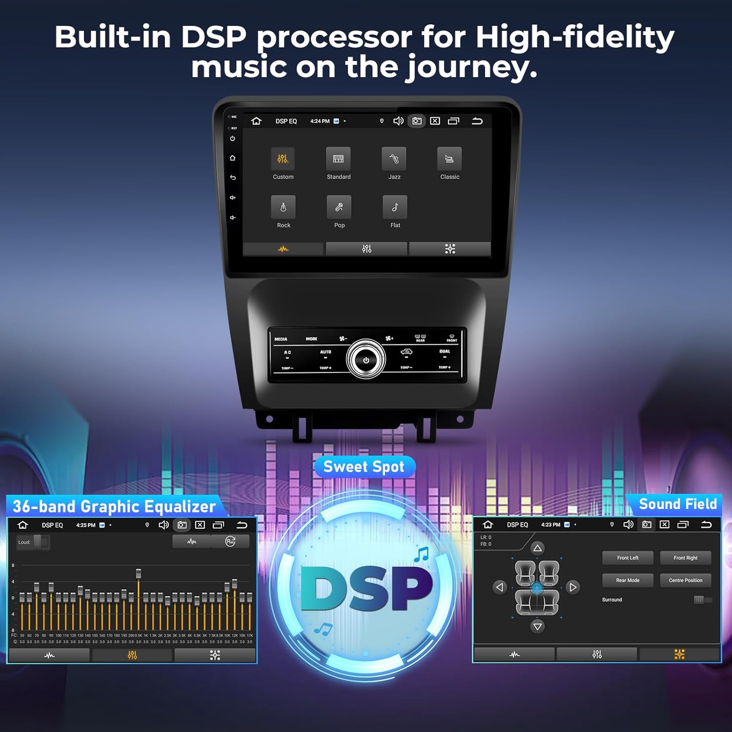 Car Radio Stereo for Ford Mustang 2010 2011 2012 2013 2014 (only Manual AC),Android 14 Carplay & Autoplay 4G LTE WiFi DSP BT SWC 10.1“ IPS 720 * 1280P Screen GPS 8-Core 6+64G