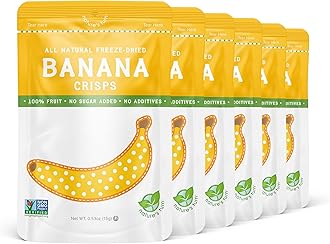 Nature’s Turn Freeze-Dried Banana Crisps – Healthy, Gluten-Free, Crispy & Delicious, Plant-Based Snack, Ideal for Cereal, Smoothies, School Lunches, & On-the-Go, Bags of 6 (0.53 oz Each)