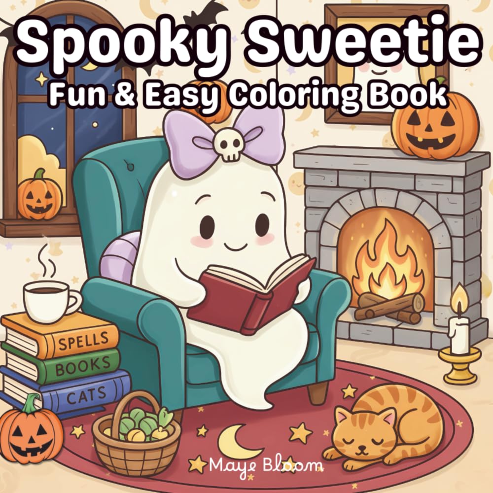 Spooky Sweetie: Cozy and Cute Halloween Coloring Fun with Ghosts, Witches, and Pumpkins for Kids and Families