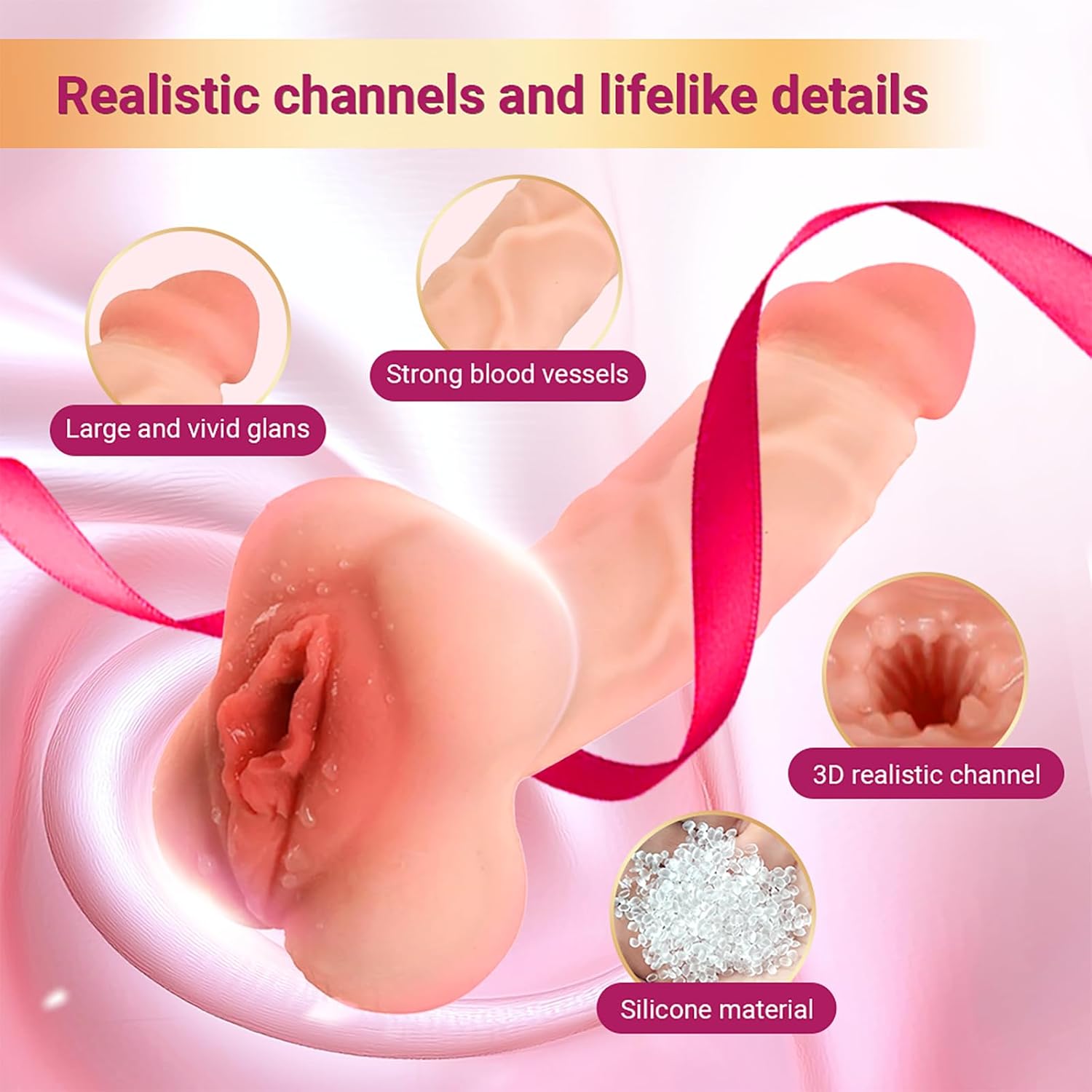 2 in 1 Pocket Pussy Dildo Penis Extender, Realistic Silicone Vagina