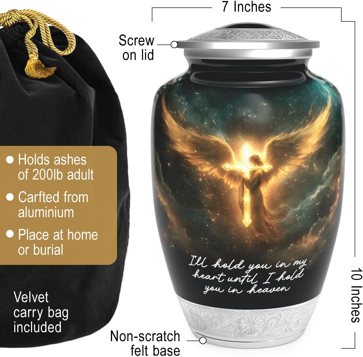 Heavenly Angel Urn for Human Ashes | Large Handcrafted Funeral Memorial | Decorative Cremation Urn for Women and Men - Image 2