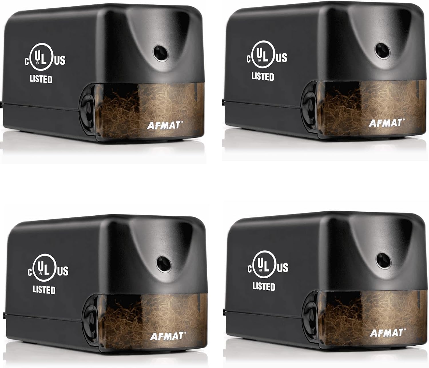 AFMAT Case of 4, Electric Pencil Sharpener Heavy Duty, Classroom Pencil Sharpener for 6.5-8mm No.2/Colored Pencils, UL Listed Professional Pencil Sharpener, Best School Pencil Sharpener
