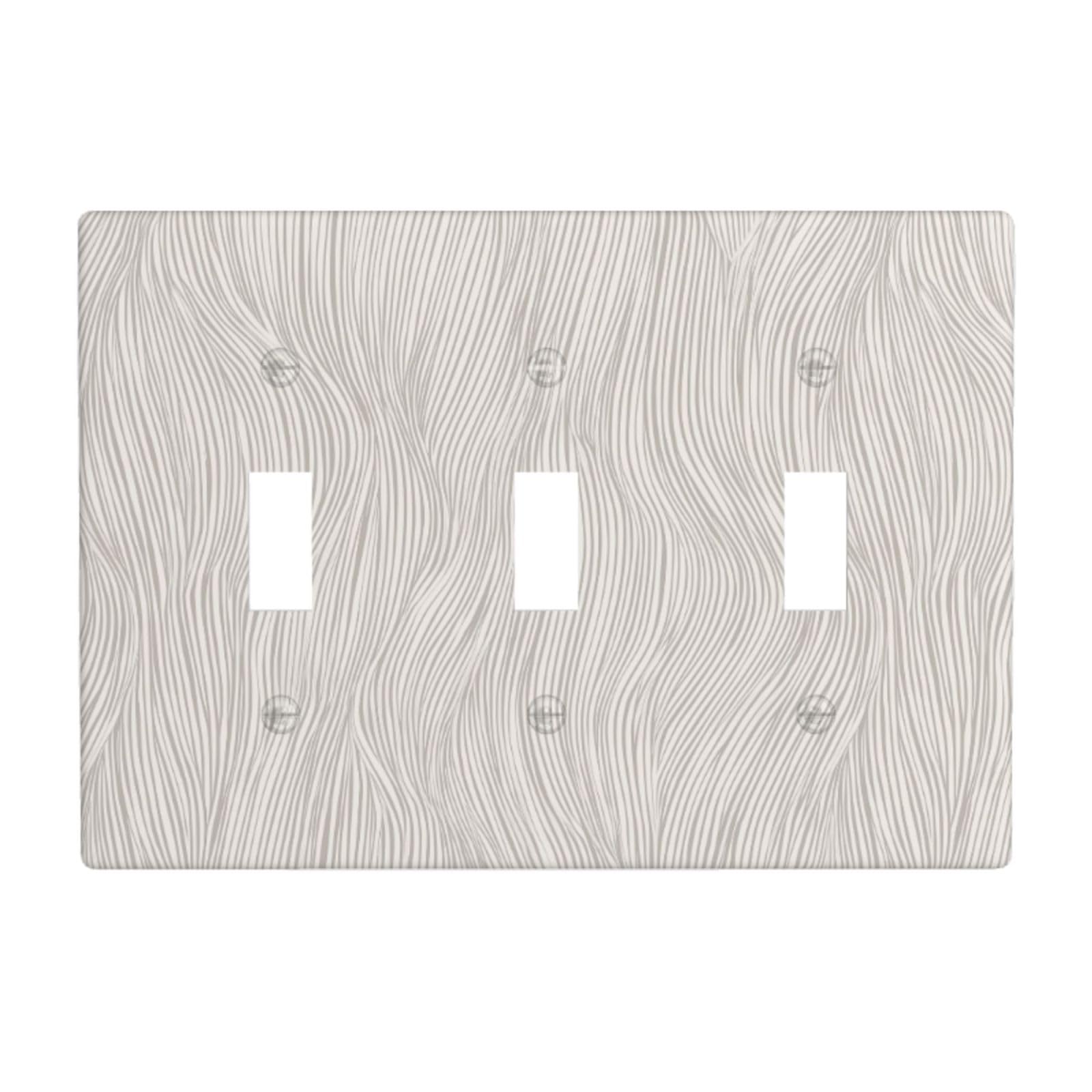Minimal Elegant Line Pattern Organic Lines Light Switch Covers 3 Gang Triple Toggle Wall Plate Switchplate Electrical Faceplate for Bathroom Kitchen Bedroom Decor