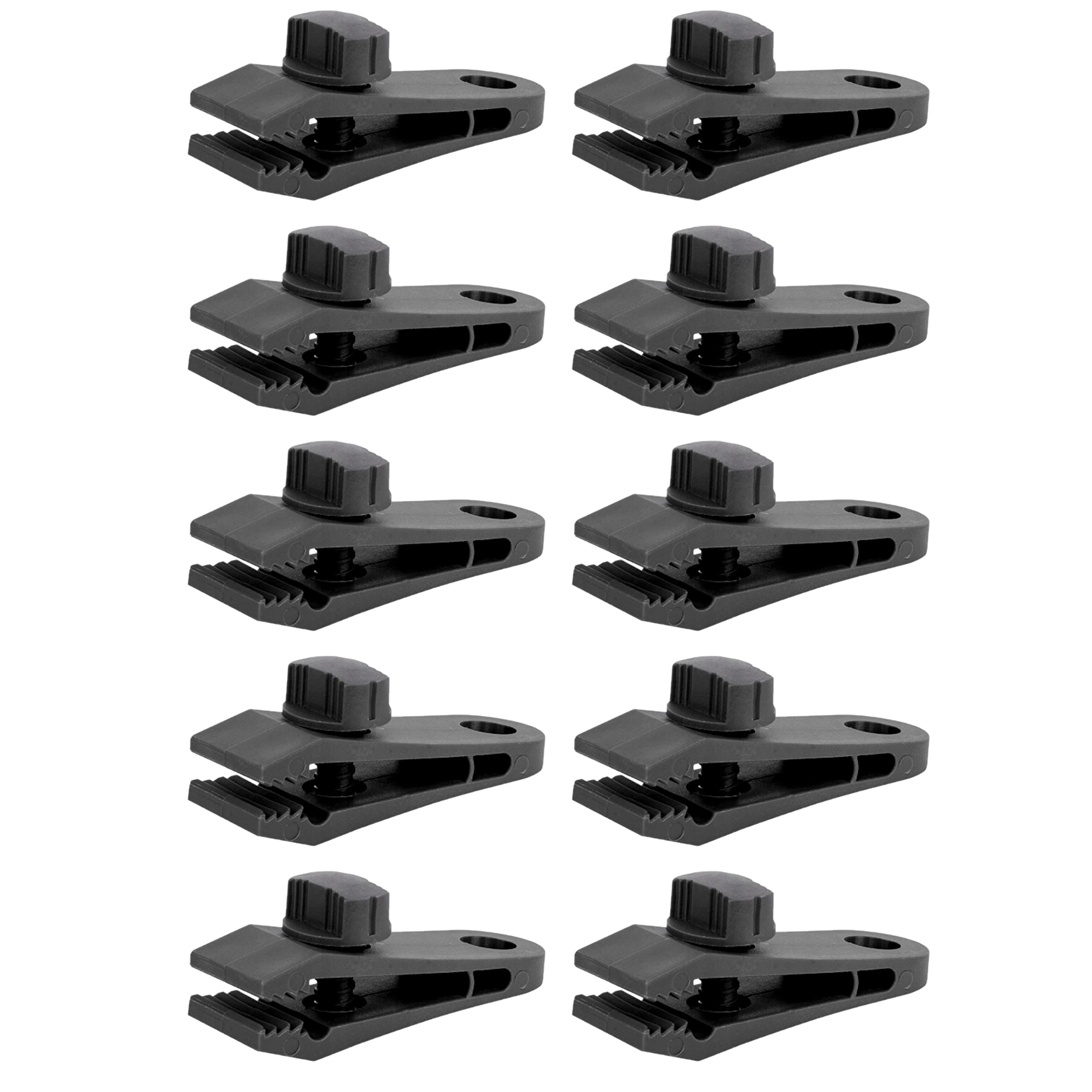 Soladirect Black Tarpaulin Clips Heavy Duty Tarp Clips Crocodile Mouth Tent Clips Multipurpose With Tighten Lock Grip Thumb Screw (Pack Of 10)
