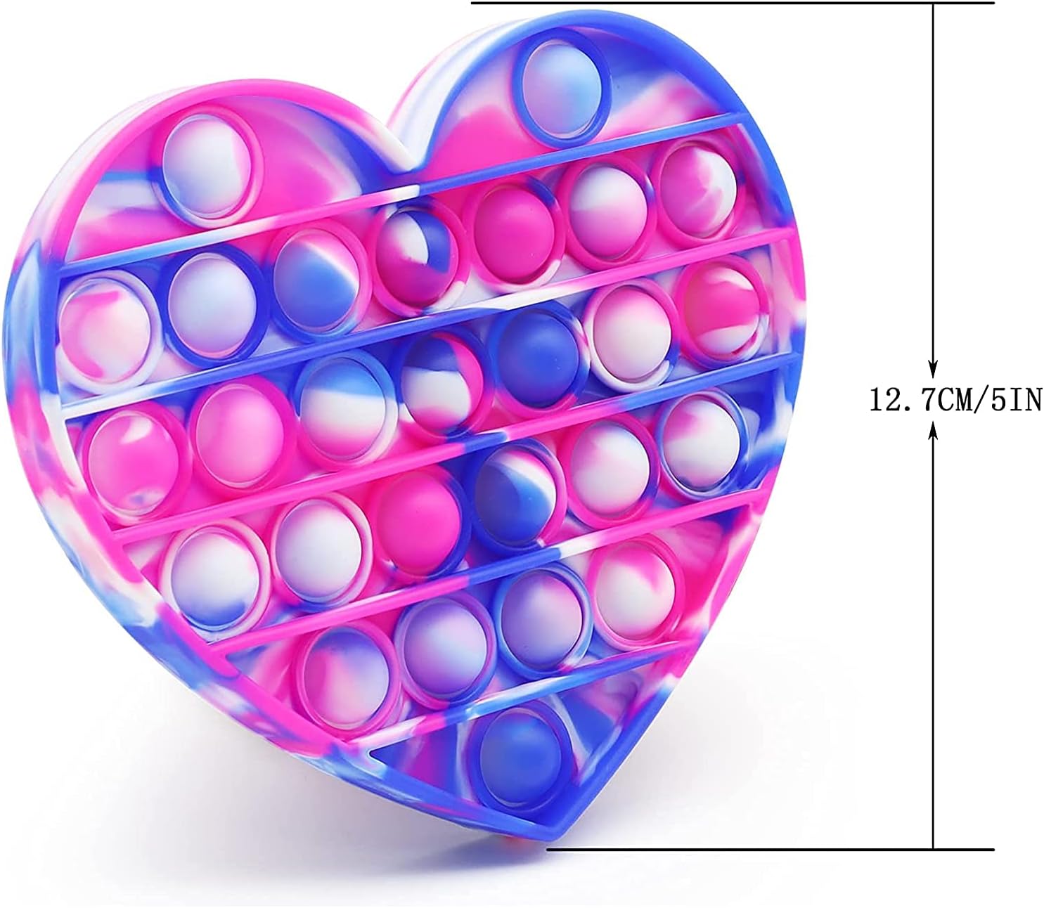 Fidget Toy Cheap Push Pop Fidget Toy, Push Pop Bubble Sensory Fidget Toy Silicone Pop Bubble Sensory Silicone Toy, Stress Reliever (Blue/Pink/White Tie Dye-Heart)