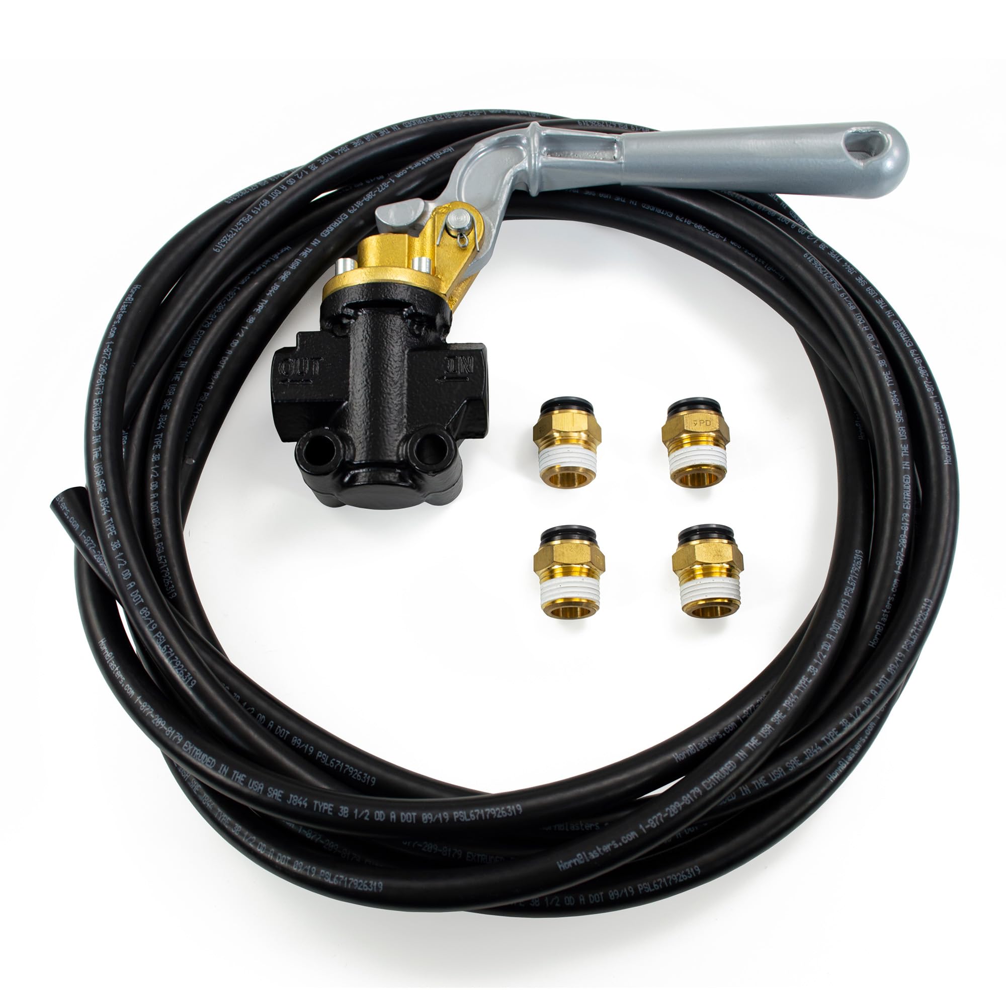 HornBlasters 1/2'' Manual Air Valve Kit – 1/2'' NPT for Air & Train Horns – Includes Valve, Airline, and Fittings