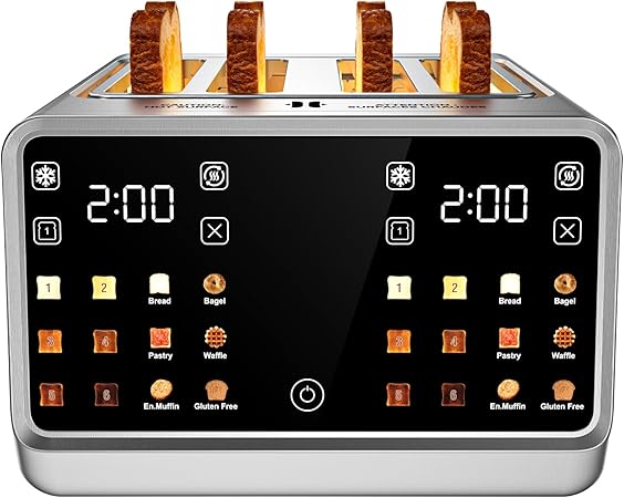 4-Slice Smart Toaster, 1800W Digital Touchscreen with Dual-Zone Control, 1.5"