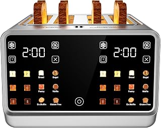 4-Slice Smart Toaster, 1800W Digital Touchscreen with Dual-Zone Control, 1.5" Extra-Wide Slots for Bagels & Thick Bread, 6 Browning Levels & 6 Presets, Single-Slot Energy Saving, Defrost/Reheat