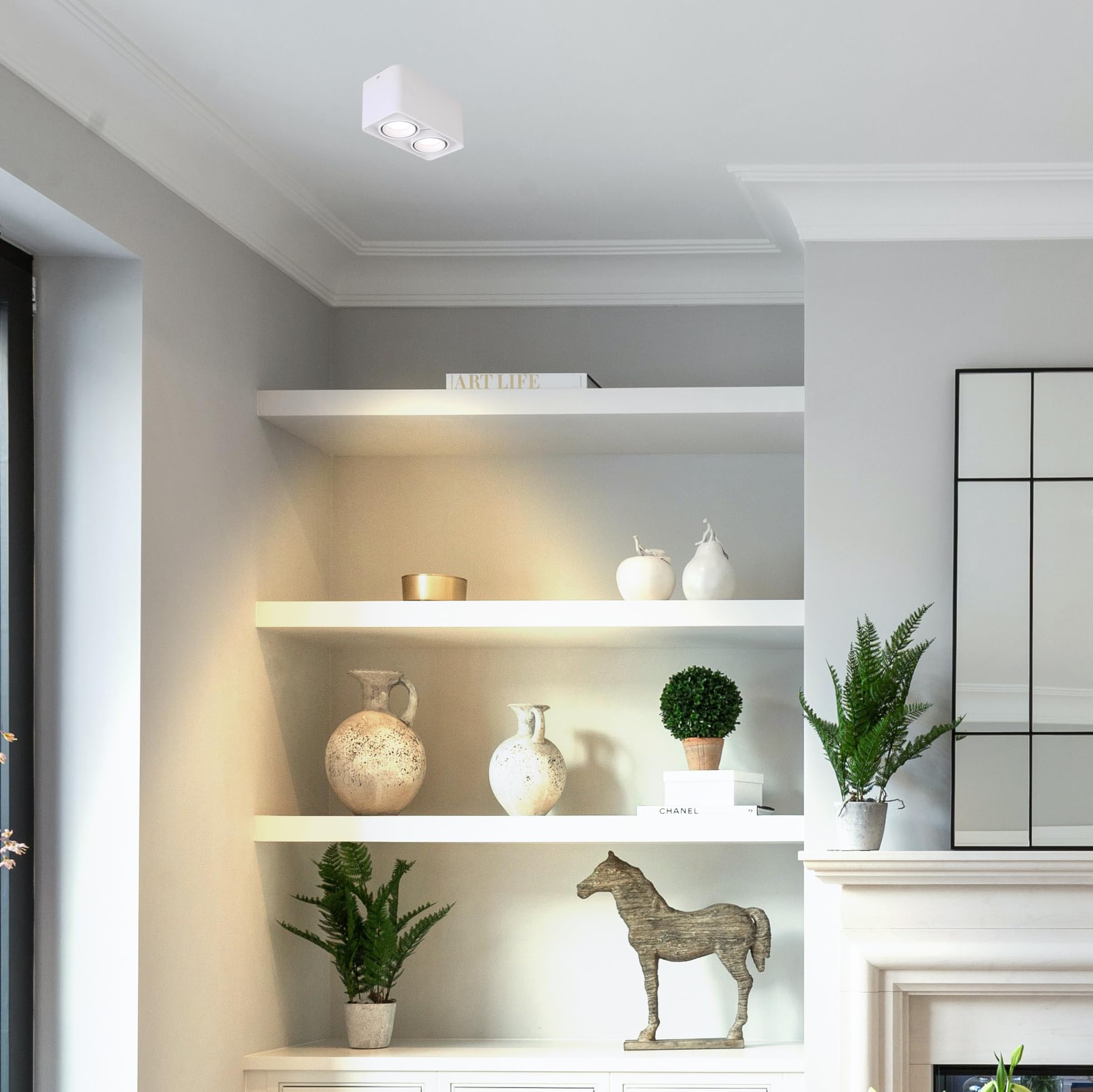 LED Deckenspot Aufbauspot Dimmbar, Aufputz Spots Deckenstrahler aus Aluminium Downlight, Weiß Aufbaustrahler Schwenkbar 230V 7W mit Fernsteuerung für Küche Wohnzimmer Schlafzimmer XDD894