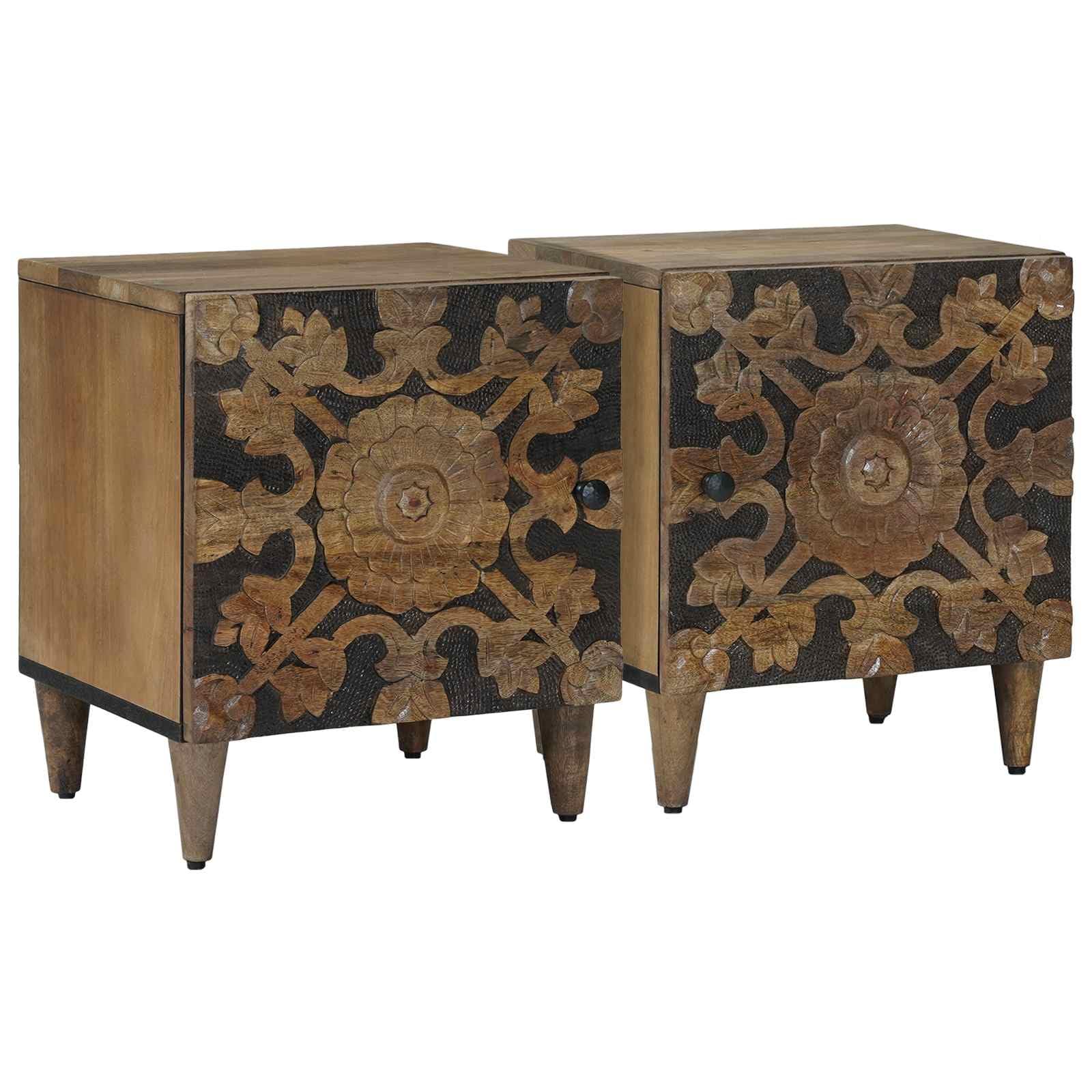 vidaXL Szafka Nocna 2 szt. Brązowy 40 x 33,5 x 46 cm Drewno z mango