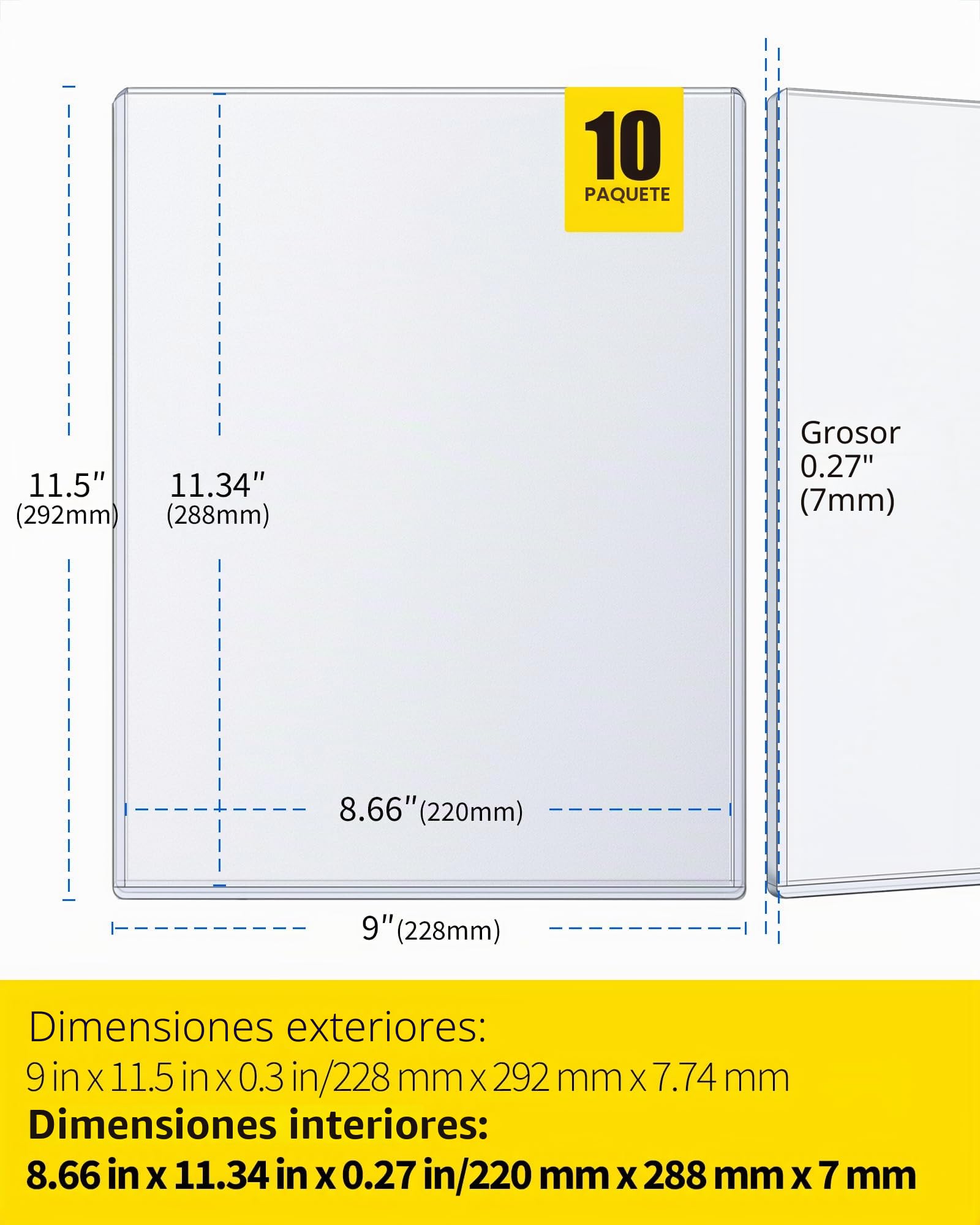Magazine Toploaders - Fundas de plástico de 7 mm de grosor, 9 x 11.5 pulgadas, protectores de revistas para coleccionistas, paquete de 10 (HMTL90115-10)