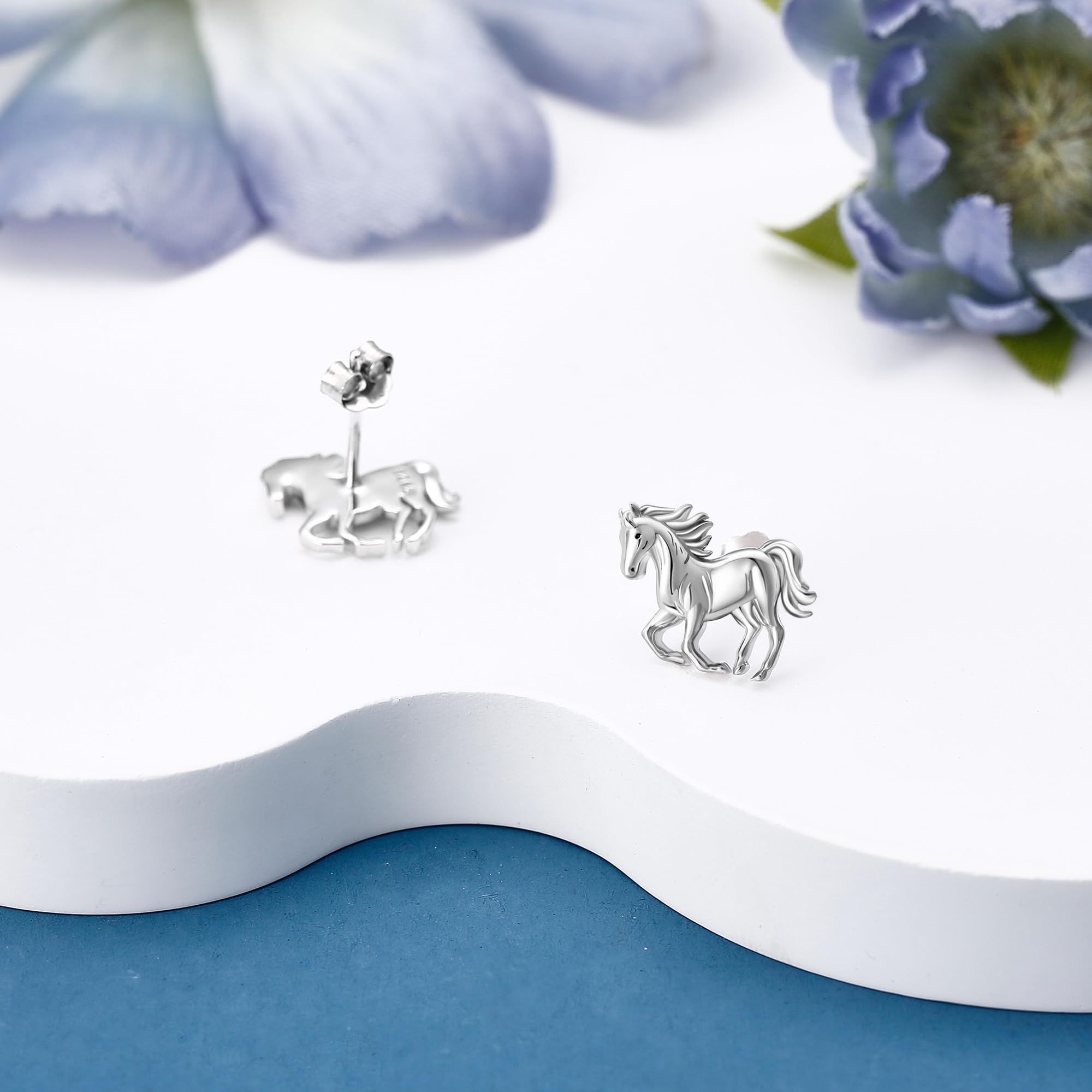 JERWLI Pferd Ohrringe 925 Sterling Silber Pferd Tier Ohrstecker Schmuck Geschenke für Frauen Pferd Liebhaber