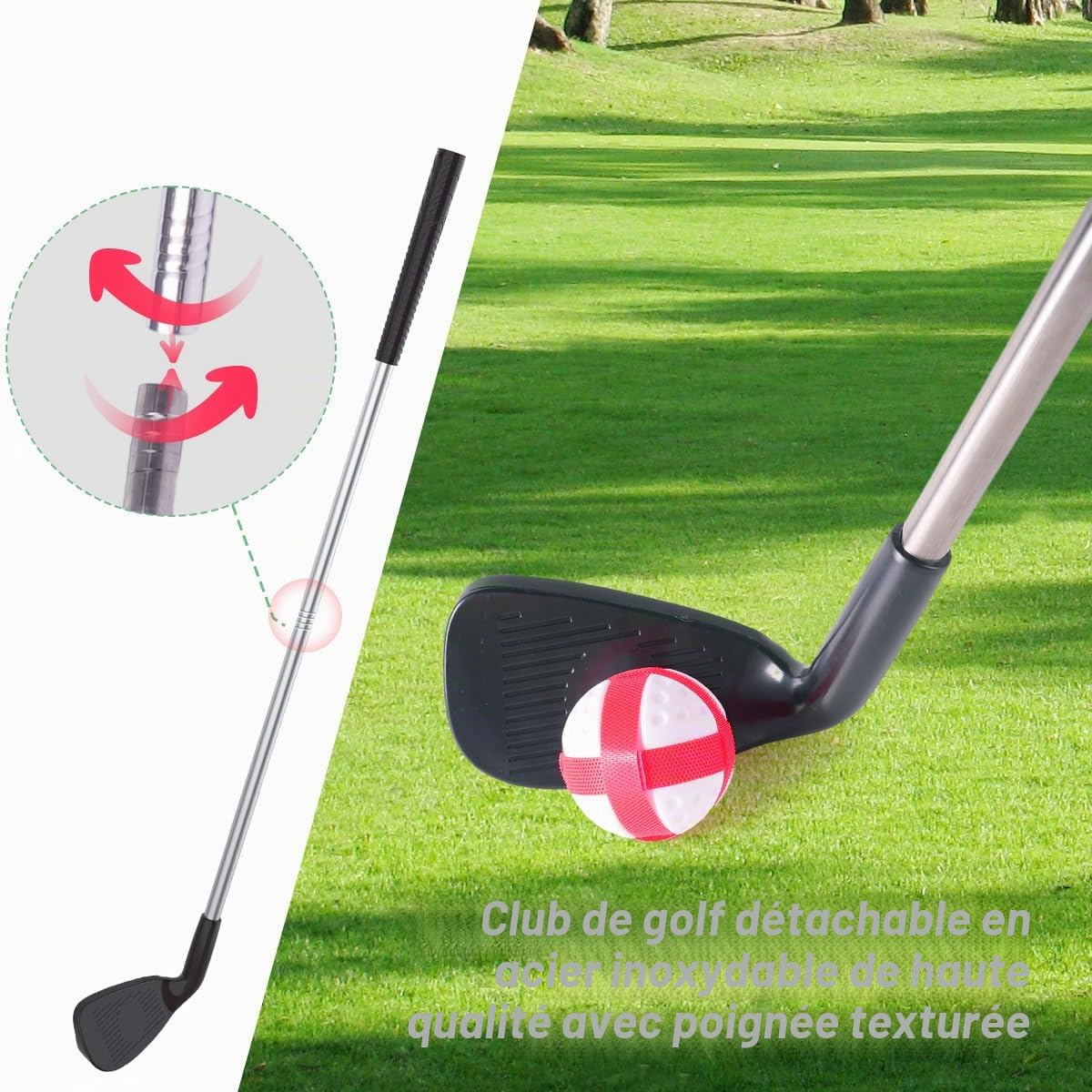 Clemas Jeu de Golf avec Tapis de Frappe, 20 Balles Adhésives, Club, Tableau de Bord, Cibles pour Intérieur et Extérieur