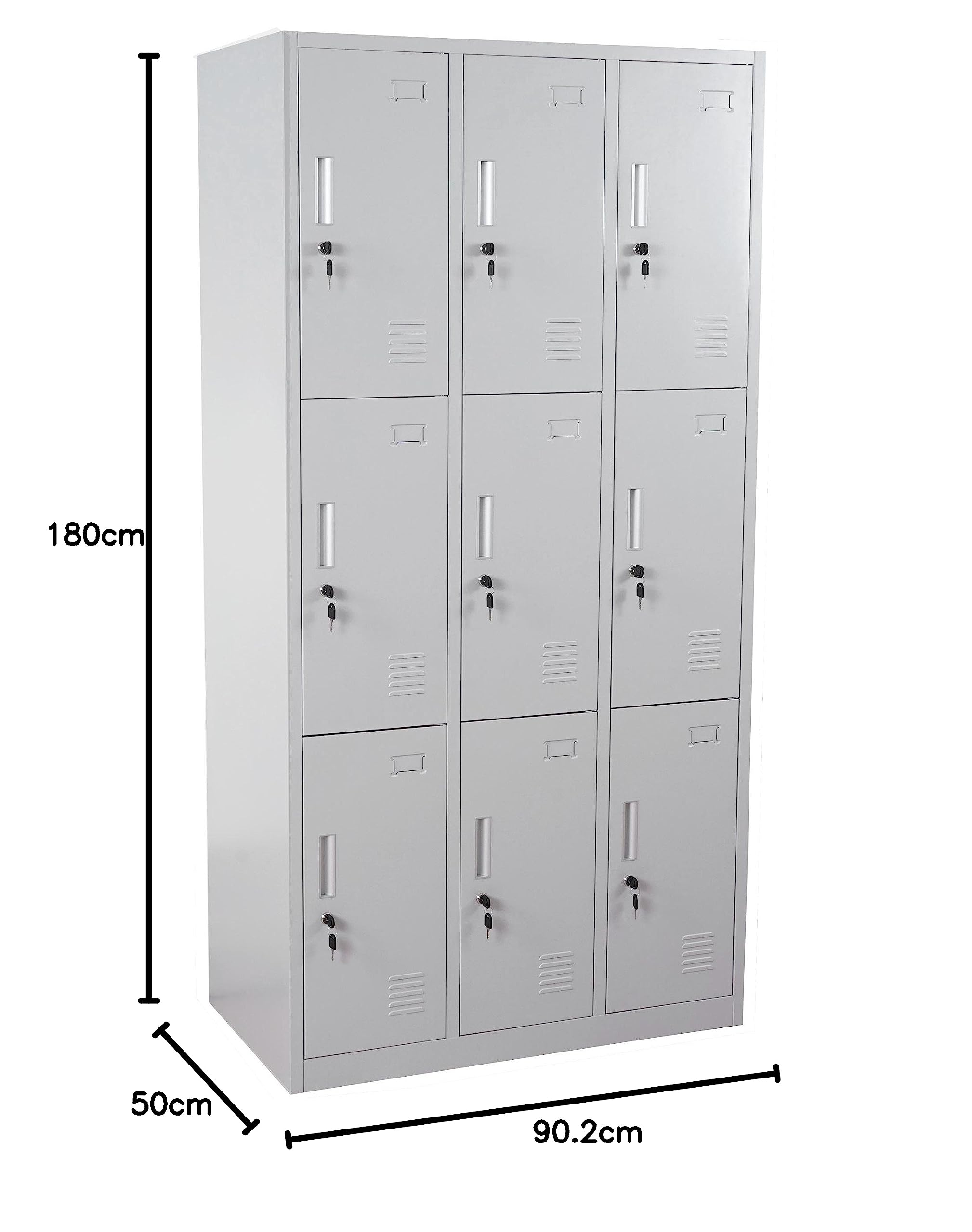 Schließfach Boston T829, Schließfachschrank Wertfachschrank Spind, Metall 9 Fächer - grau