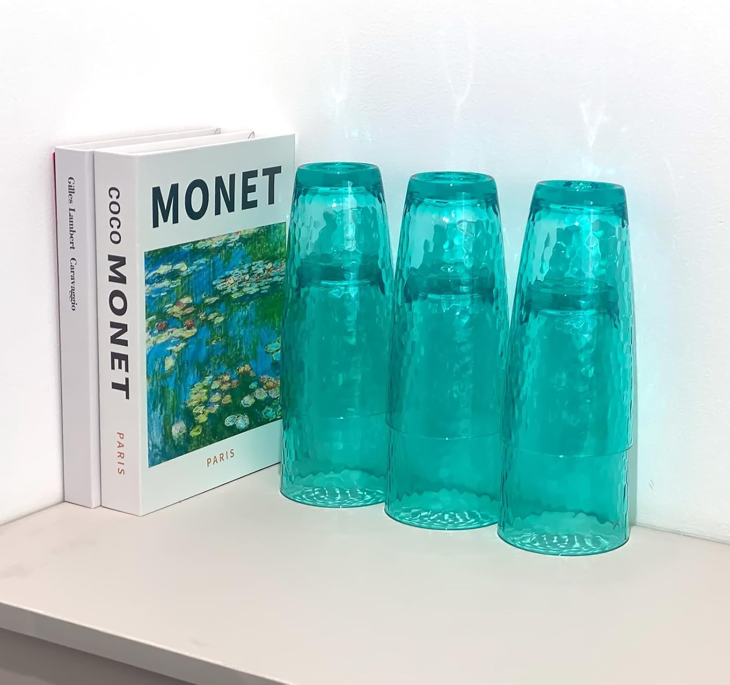 Set of 6 26-Ounce Large Acrylic Glasses Plastic Tumbler/Drinking Water Cups for Home Party,Hammered Style,BPA Free,Dishwasher Safe(Teal) - Image 5