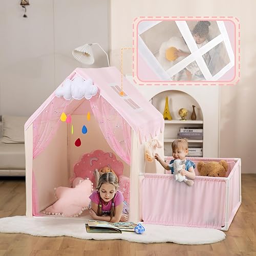 Miniatura 6 de LOAOL Tienda de campaña para niños para habitación de niños, tienda de campaña grande para niños con piscina de bolas, tienda de campaña interior