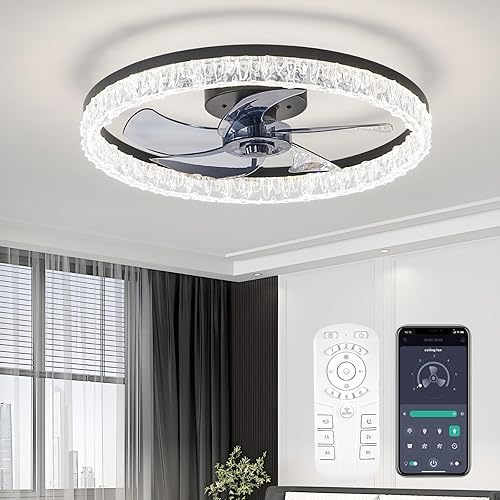 Miniatura 12 de Ventiladores de techo con luces y control remoto, ventilador de techo de 20 pulgadas con luz, ventilador de techo reversible de perfil bajo, LED
