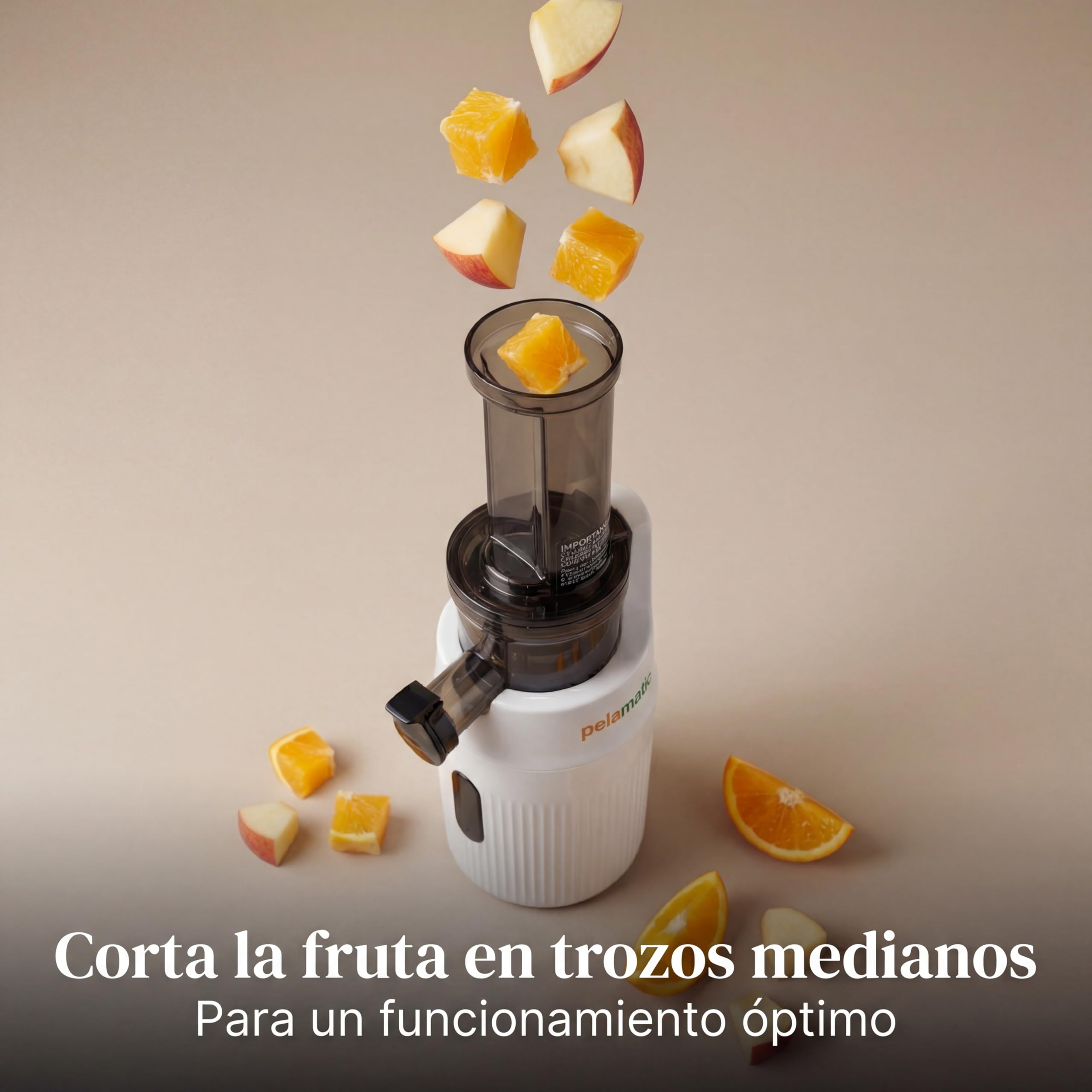 Pelamatic Exprimidor Electrico Blanco 100W Compacto - Licuadora para Verduras y Frutas, Extractor de Zumos y Verduras de Alta Eficiencia para Uso Doméstico
