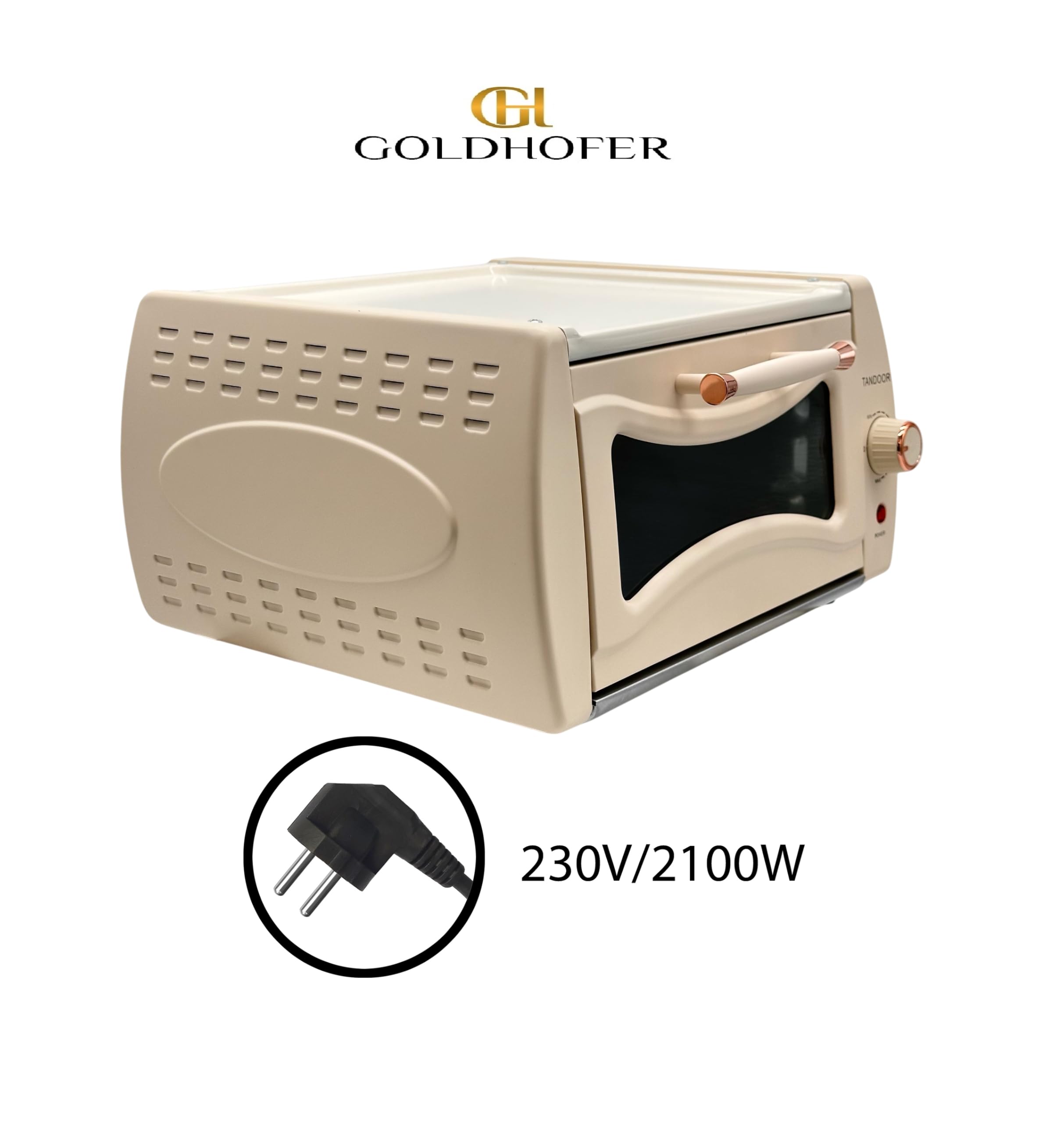 Cremeweißer Goldhofer Elektrischer Premium Tandoor Ofen mit Grillrost ohne Backblech! – Authentischer Geschmack, einfach zu Hause! NEU & EXLUSIV IN CREMEWEIß!