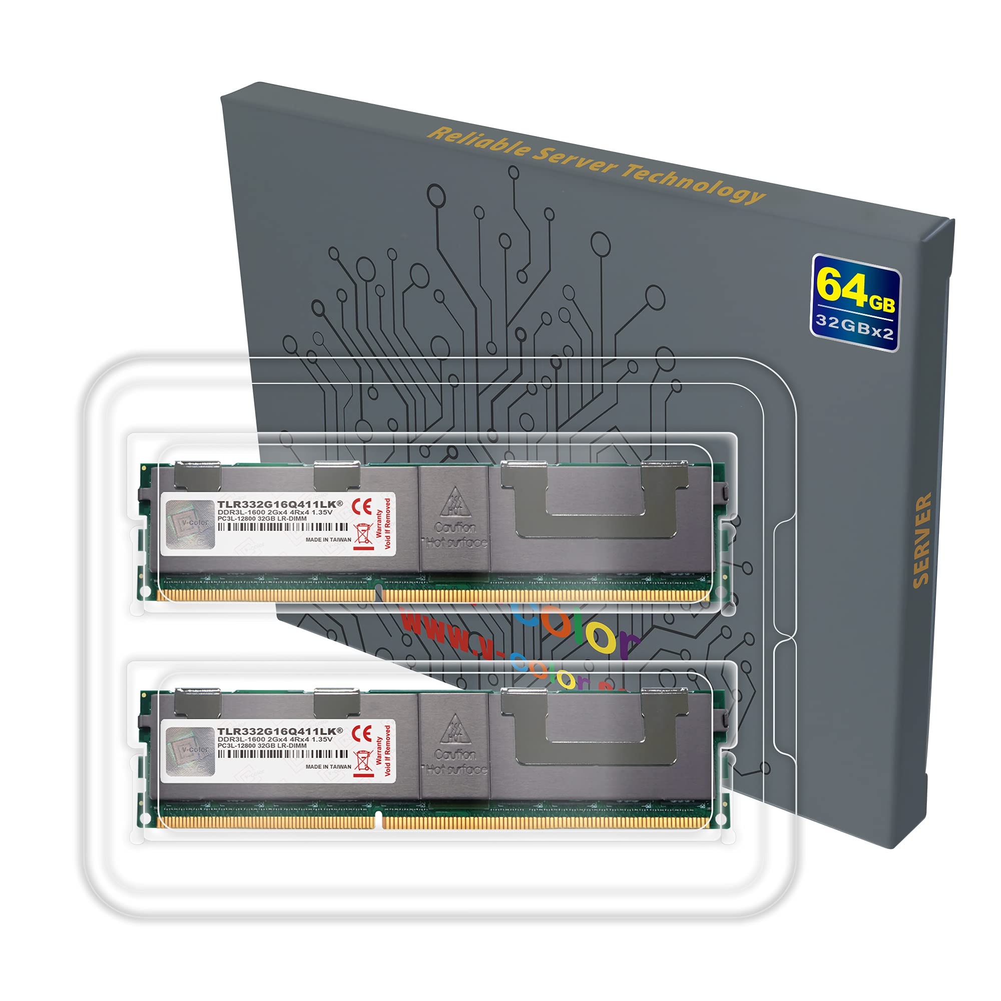 64GB(32GBx2)_DDR3 1600MHz v-color Hynix 純正IC サーバー用メモリ