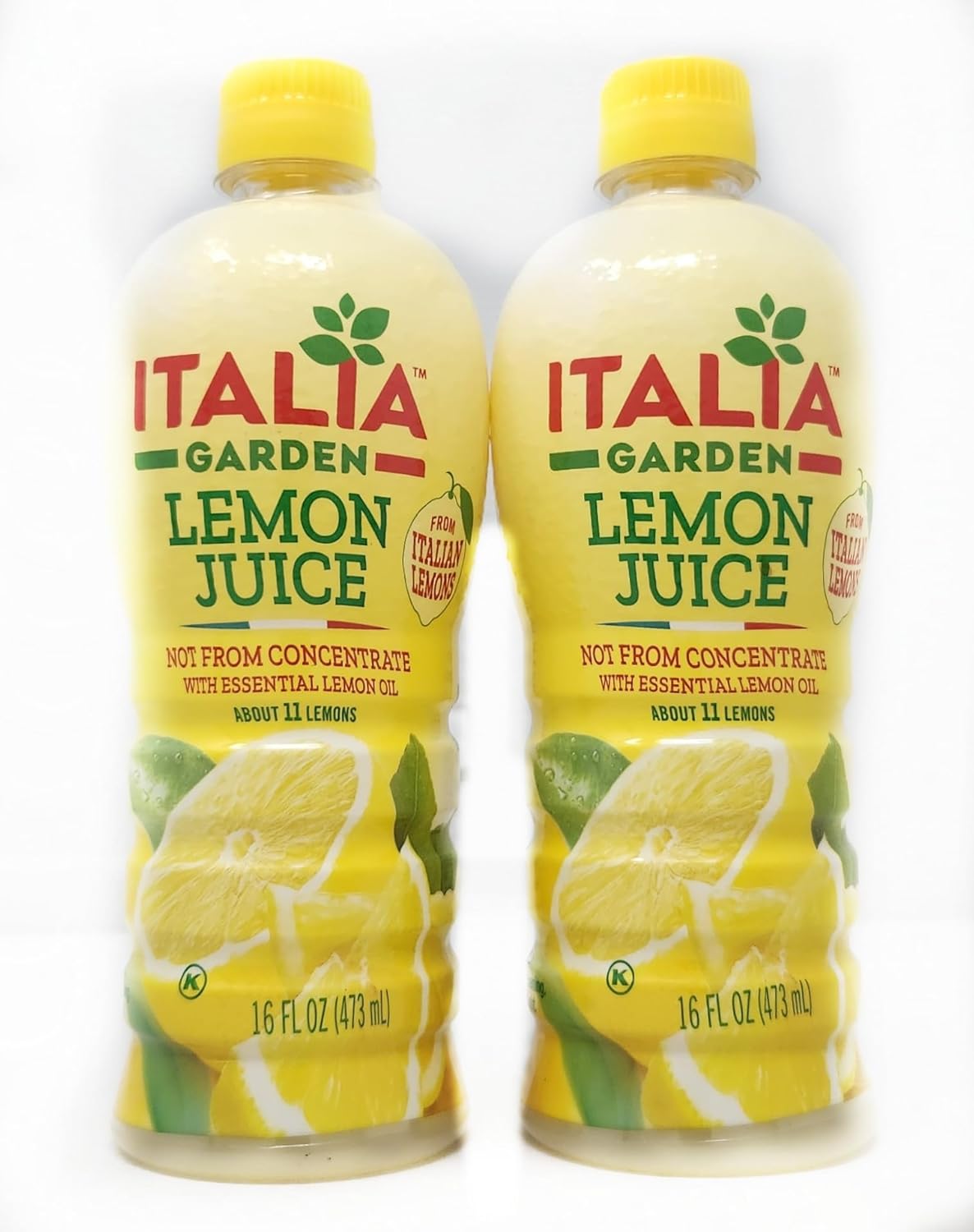 2 Pack of Lemon or Lime Juice Italia Garden perfect for Work Fridge or Bar Restocks (16oz, Lemon Juice)