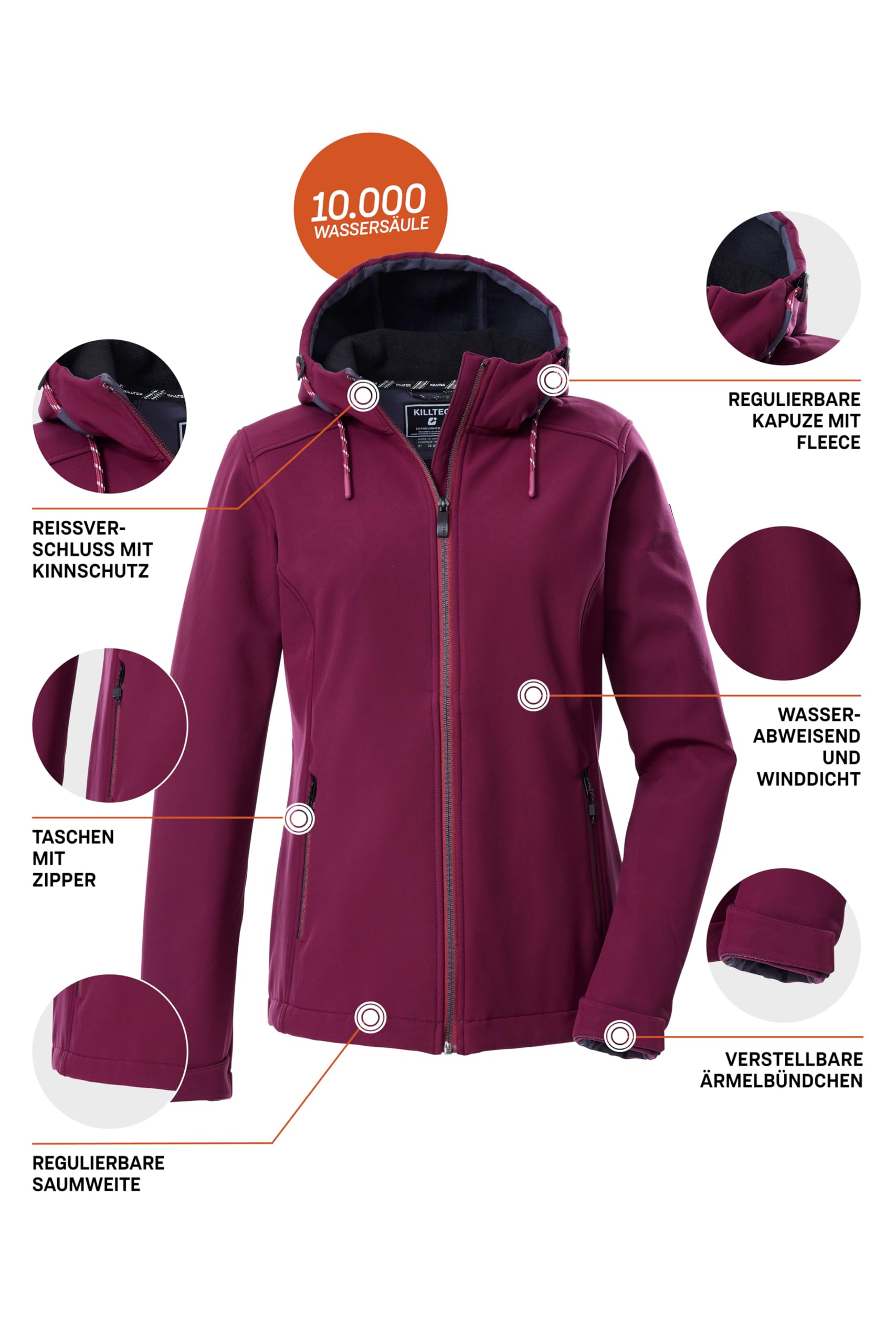 Killtec Kurtka softshellowa/kurtka outdoorowa z odpinanym kapturem Kobiety Kow 8 Wmn Sftshll Jckt