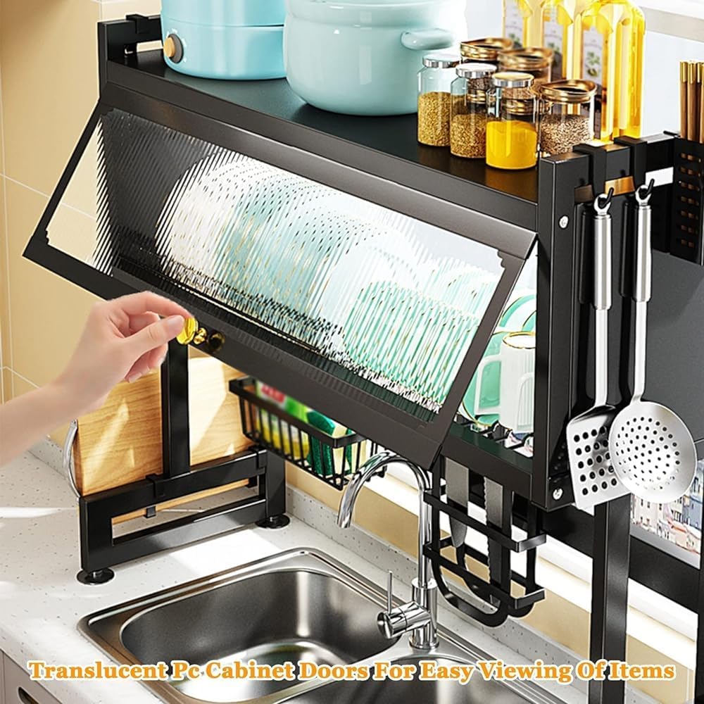 Scolapiatti da appendere sopra il lavello - Regola Scolapiatti regolabile in acciaio inox sopra il lavello 65-85 cm(65cm)