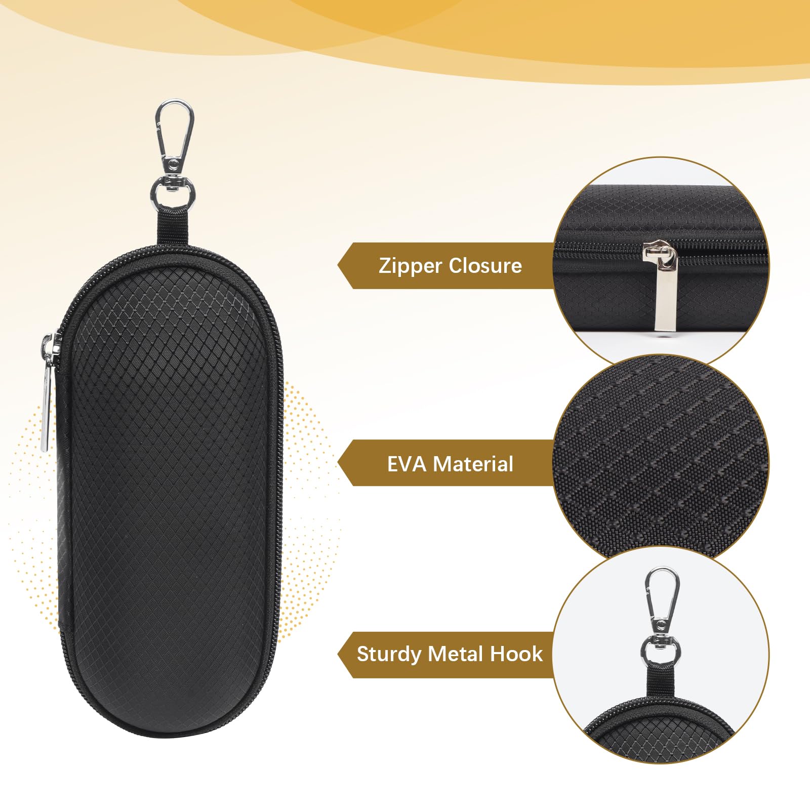 Bukere Funda para gafas con clip, gafas de sol de viaje portátiles con cremallera para mujeres y hombres