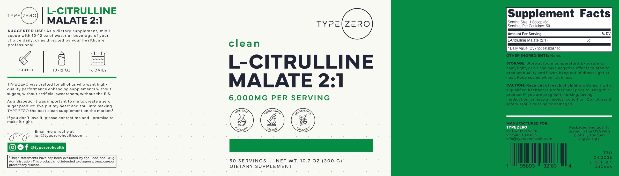 Type Zero L-Citrulline Malate Powder 2:1 (Unflavored) 300 Grams — Amazon image 9