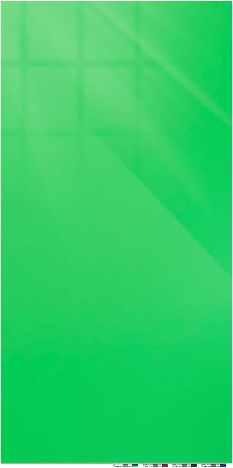 Aria 3'H x 4'W Low Profile 1/4" Glass Whiteboard - Horizontal Yellow - 4 Markers and Eraser