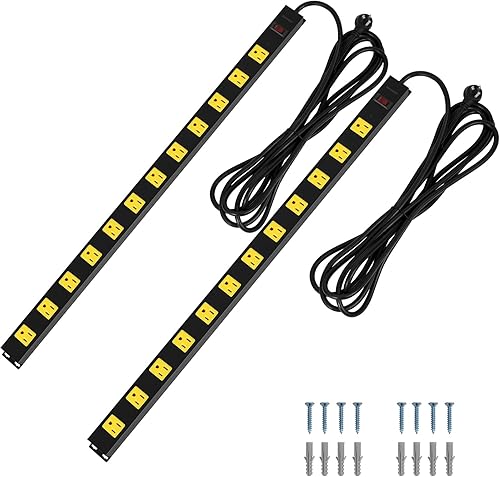Miniatura 8 de SURAIELEC Tira de alimentación de metal larga de 12 tomas, protector de sobretensiones de cable de 15 pies, enchufe plano en ángulo, barra de