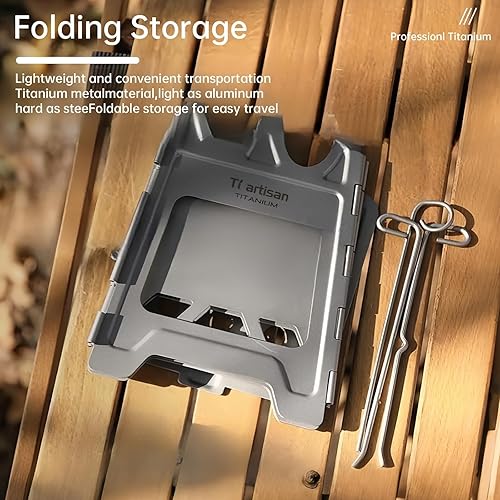 Miniatura 7 de Estufa de leña de titanio Plegable Camping Mochilero Estufa portátil de alcohol de madera para acampar al aire libre Picnic BBQ