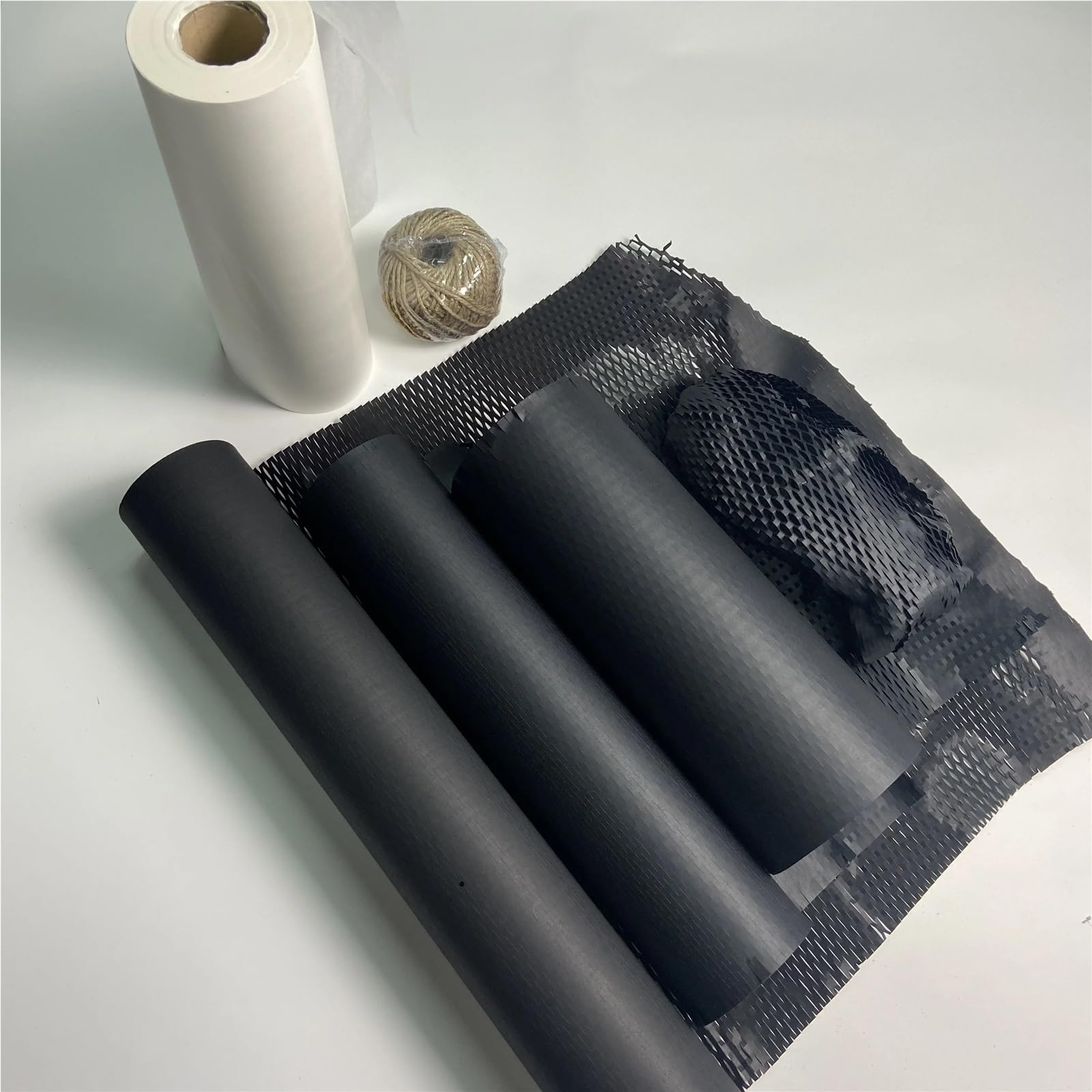 Papier pakowy o strukturze plastra miodu, Rolka papieru opakowaniowego o strukturze plastra miodu, folia bąbelkowa wielokolorowa 30-50 cm x 3-10 m(Black 50cmx10m)