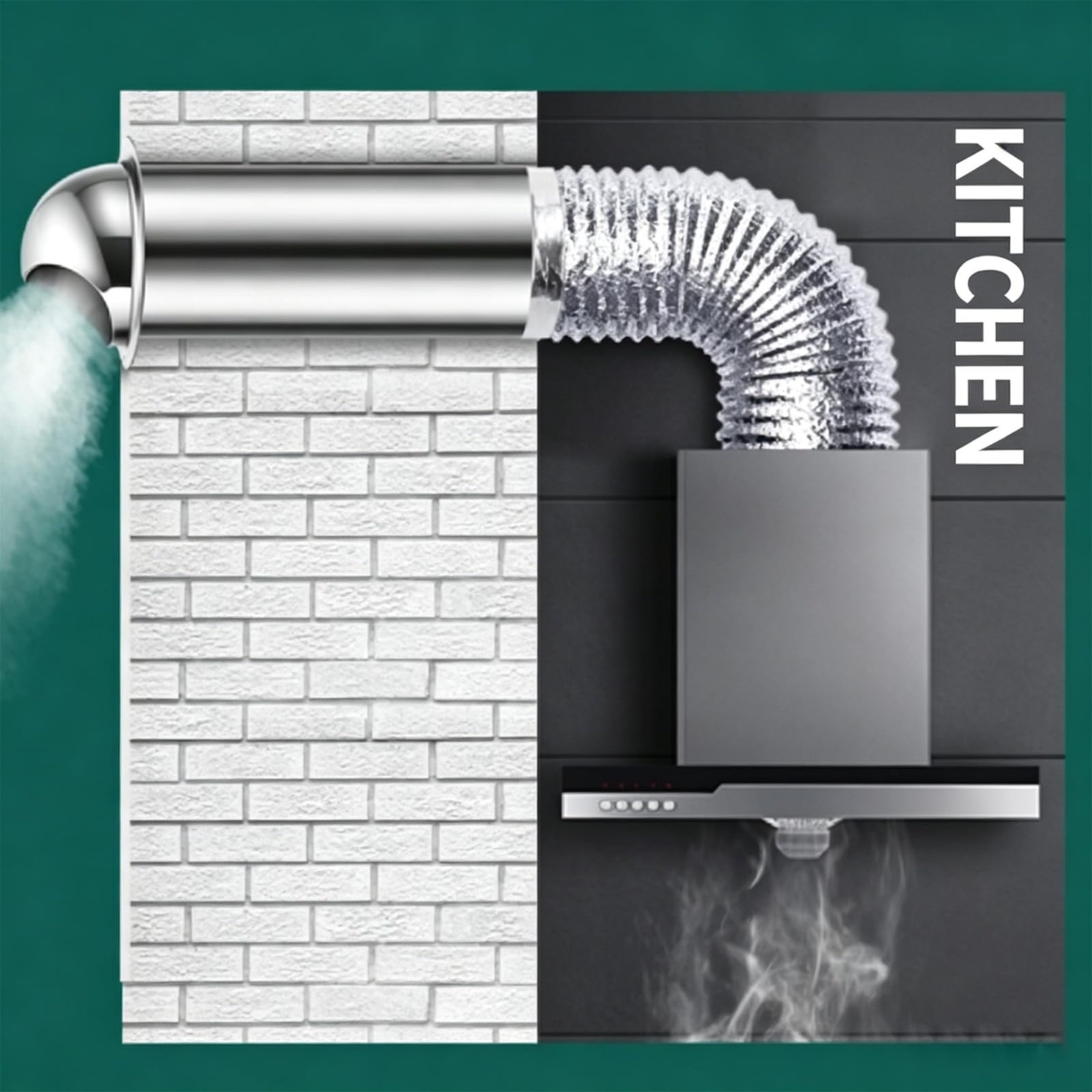 Coperchio di ventilazione contenente albero esteso per scarico 80 mm, A | Tubo esteso e rete in acciaio inox 304 resistente alle intemperie per foro da parete da 80 mm