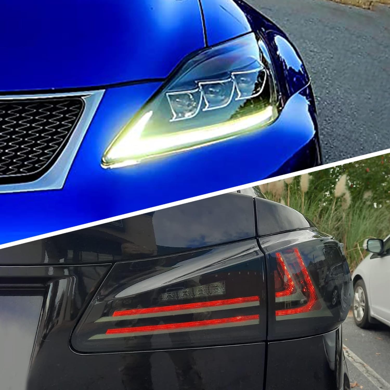 VLAND Led Headlights and Tail Lights Compatible with Lexus IS250 IS350 IS220d 2006-2012, ISF 2008-2014 (NOT Fit IS250C/ IS350C) Clear Headlamps+ Smoke Rear Lamp Assembly