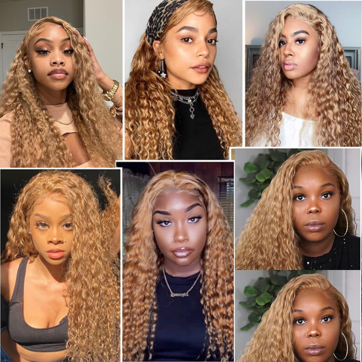 Honey Blonde Water Wave Human Hair Bundles (18inch, 1PC) Brazilian Curly Hair Weave Bundles 100% Remy Blonde Human Hair Extensions Weft