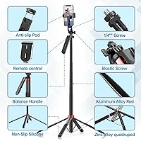 Vista 6 de ULANZI MA09 - Trípode para teléfono de 71 pulgadas, Palo de Selfie Soporte de Trípode para teléfono celular con control remoto inalámbrico de 360°