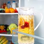 AVLA 2 Pitcher en acrylique, 1.25L 42 OZ Conteneur d'eau claire avec couvercle, boisson Fridge Jug, sans BPA, Shatter-Proof, pour thé glacé, Sangria, Lemonade, Jus, Qualité Premium, Diamant Pattern