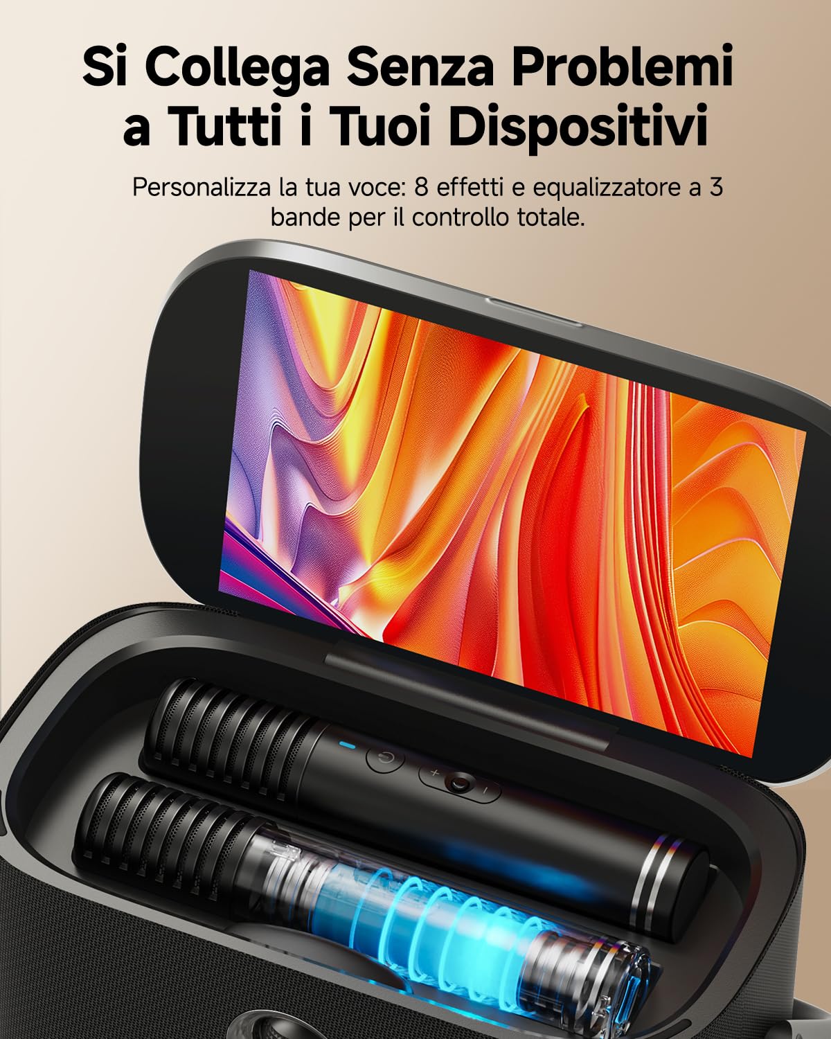 Karaoke con Microfono Portatile, Professionale Completo Per TV, Potenza 140W, Bluetooth, App Karafun, LED luci,Ideale per Feste, HDMI per i Testi (Shell S2)