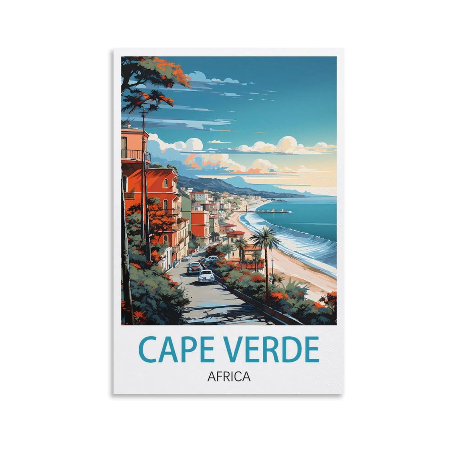 LICHNWW Cape Verde Africa Vintage Travel Poster 12x18inch(30x45cm) Canvas Print for Living Room, Bedroom, Dorm, Home, Office Wall Decoration