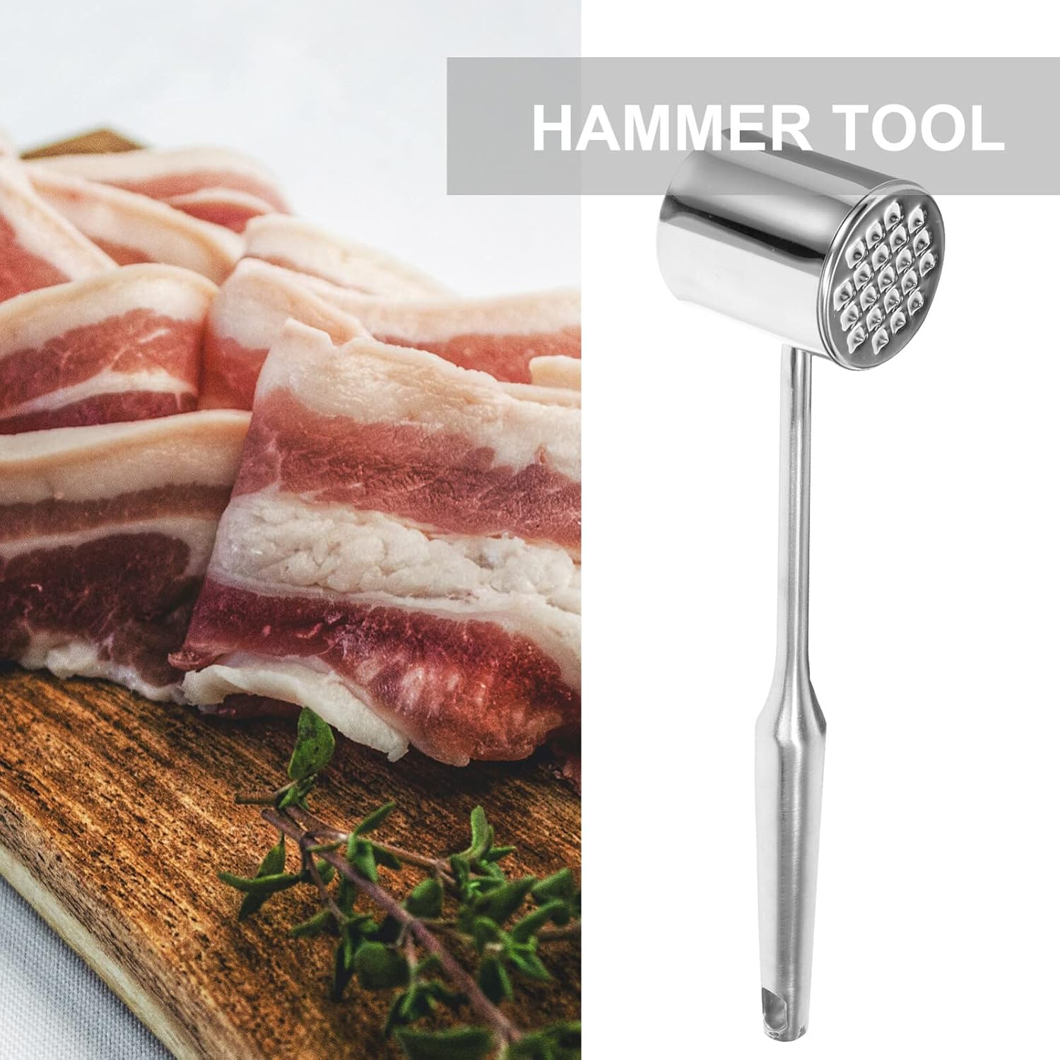 UPKOCH Stainless Steel Meat Pounder Hammer Tool for Tenderizing Steak Chicken Mallet for Meat Tenderizing for Home Cooking and Bbq