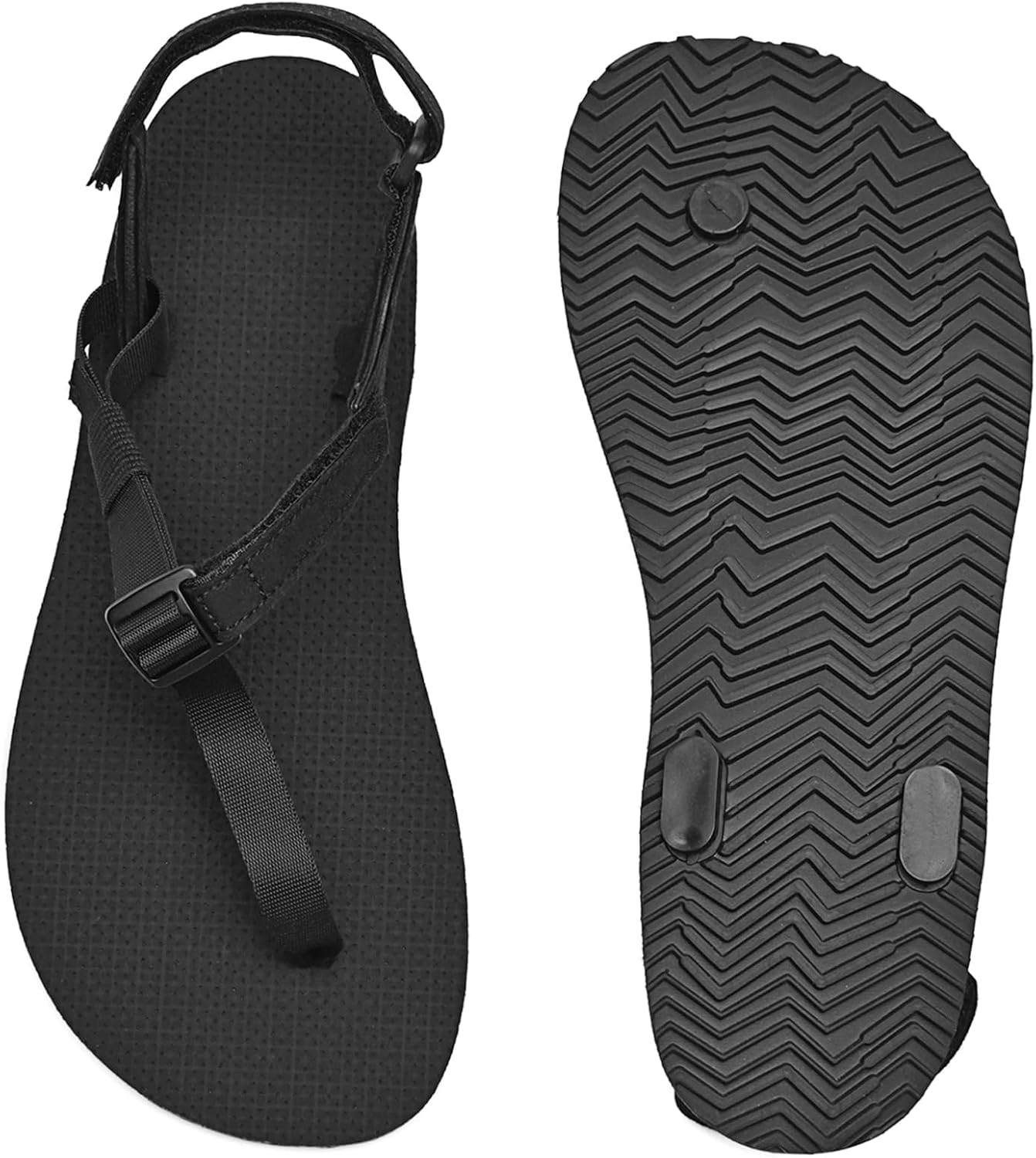 Men's Wide Toe Box Barefoot Sandals, Black Minimalist Sandals