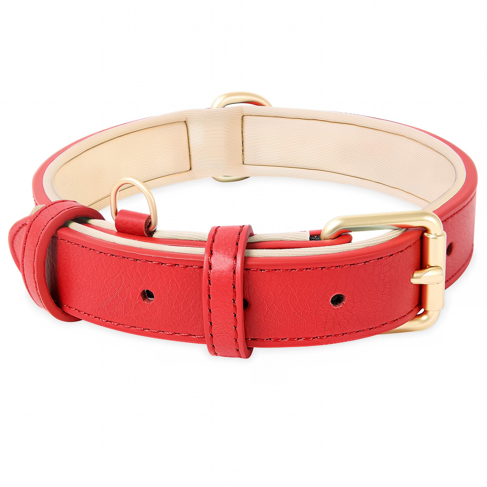HEELE Hundehalsband Leder, mit Weich Gepolstert Verstellbar | Hunde Halsband Echtes Leder, Halsband für Welpen Kleine Mittel Große Hunde